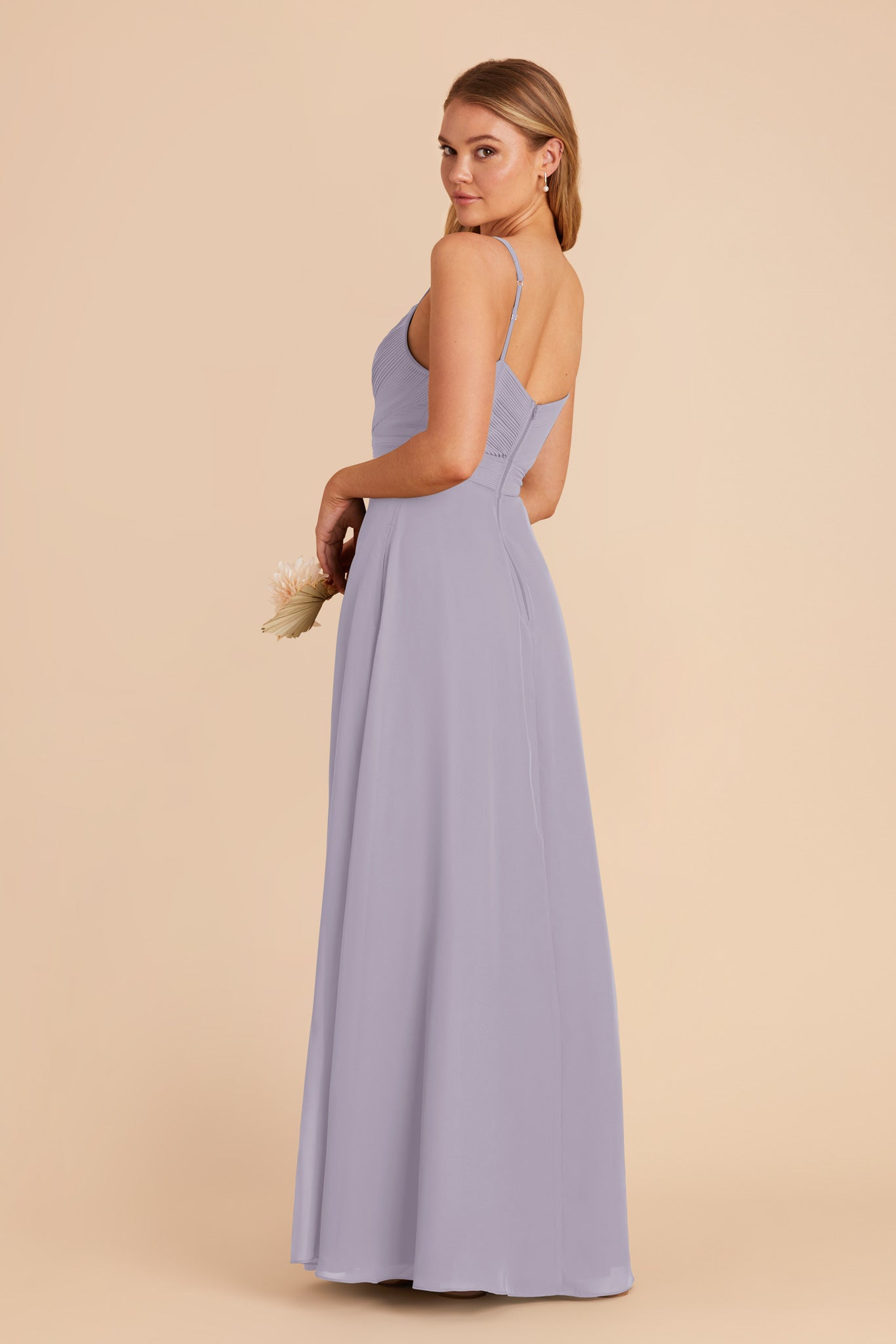 Chiffon A-Line Dress with V-Neck & Slit | Deborah in Dusty Lilac