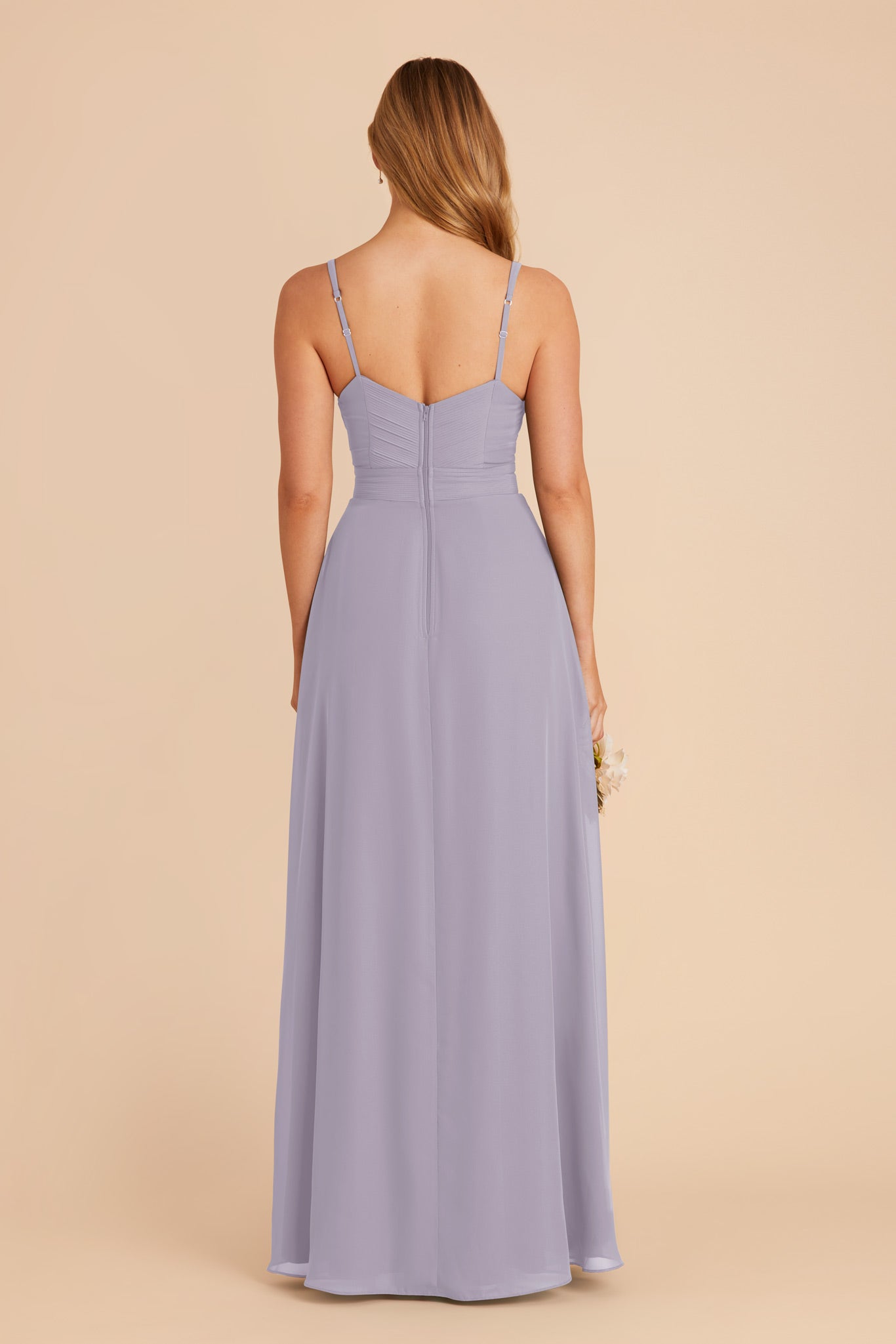 Chiffon A-Line Dress with V-Neck & Slit | Deborah in Dusty Lilac