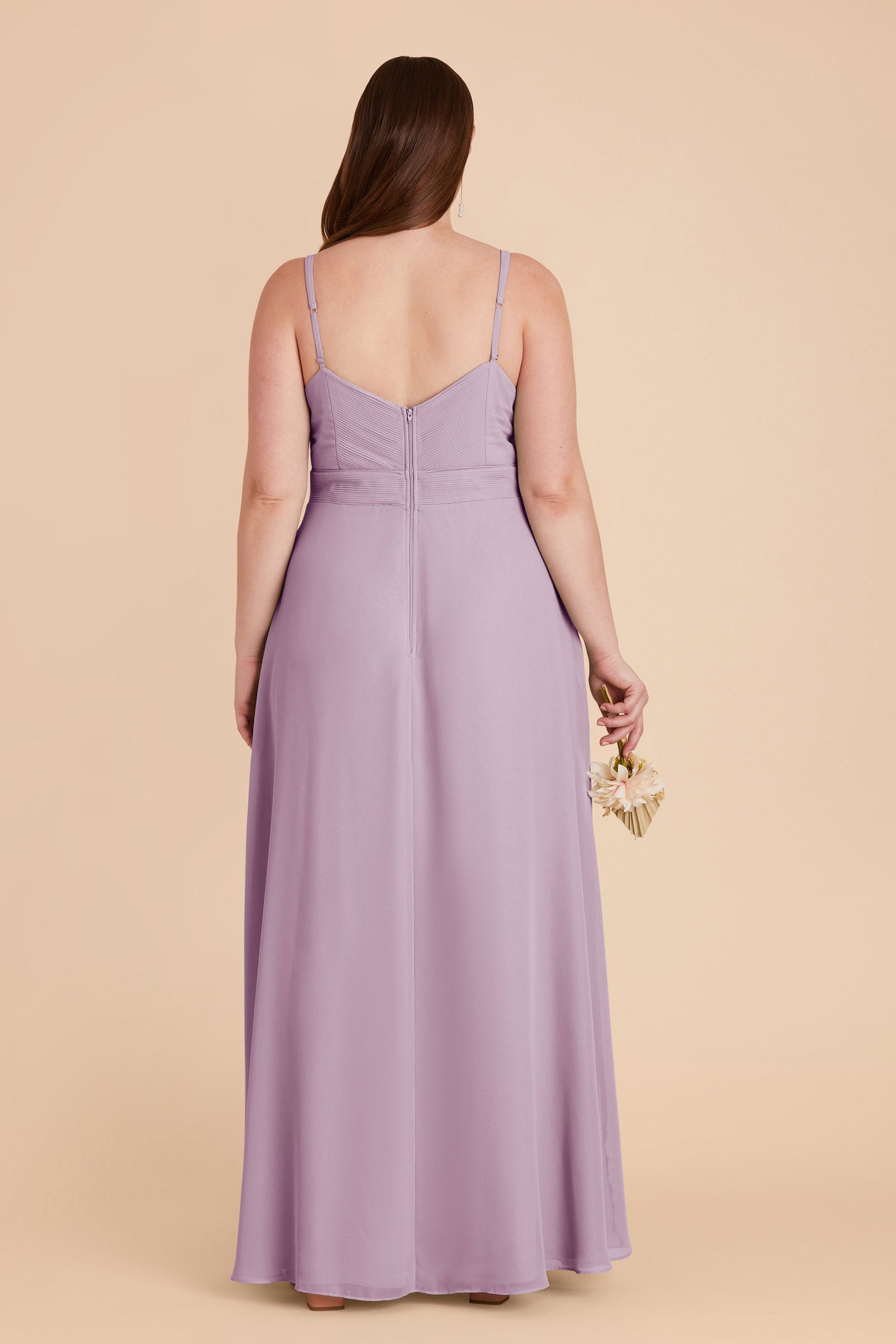 Lavender Chiffon Dress with V-Neck & A-Line Skirt | Deborah