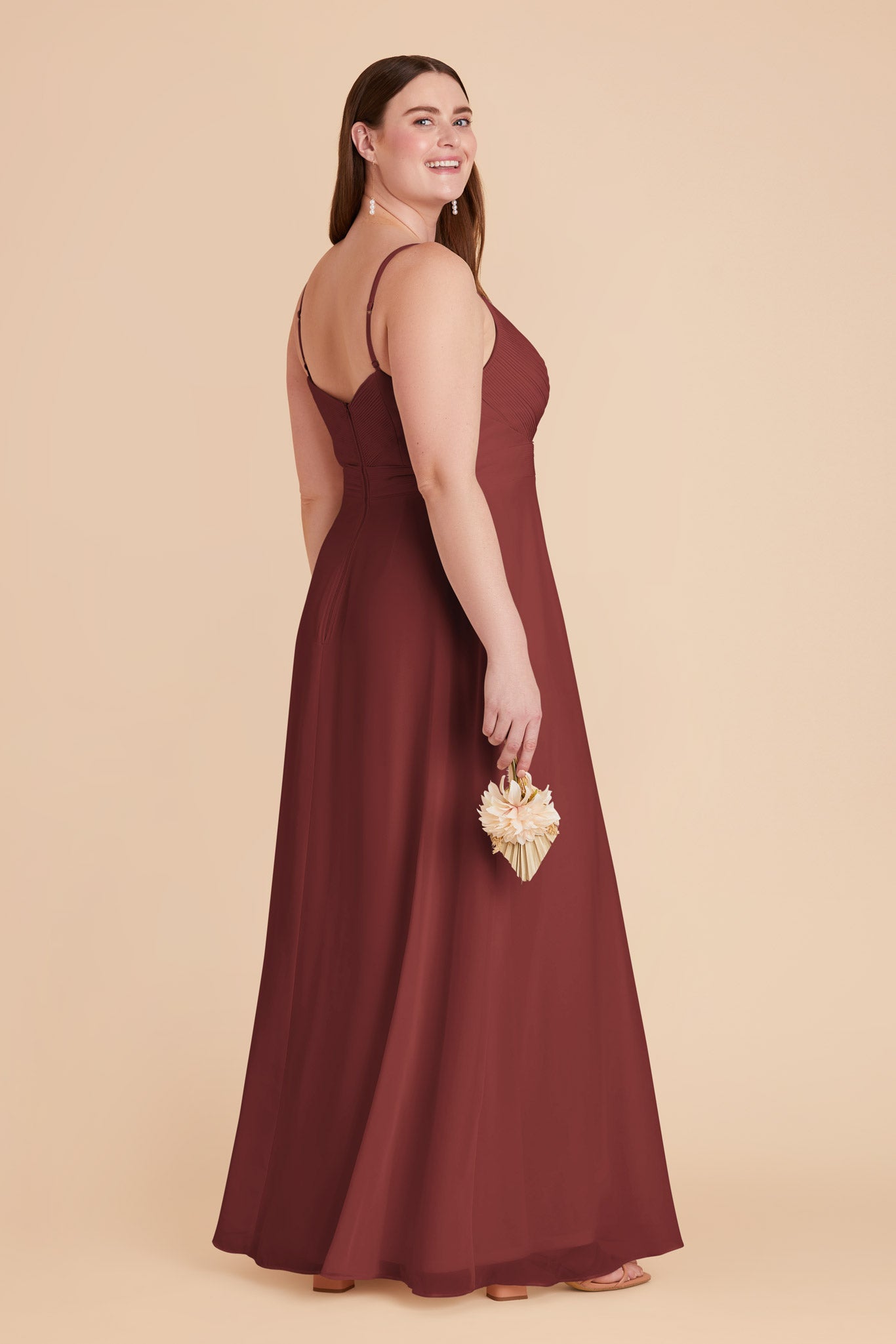 Chiffon A-Line Dress with V-Neck & Slit | Deborah Rosewood