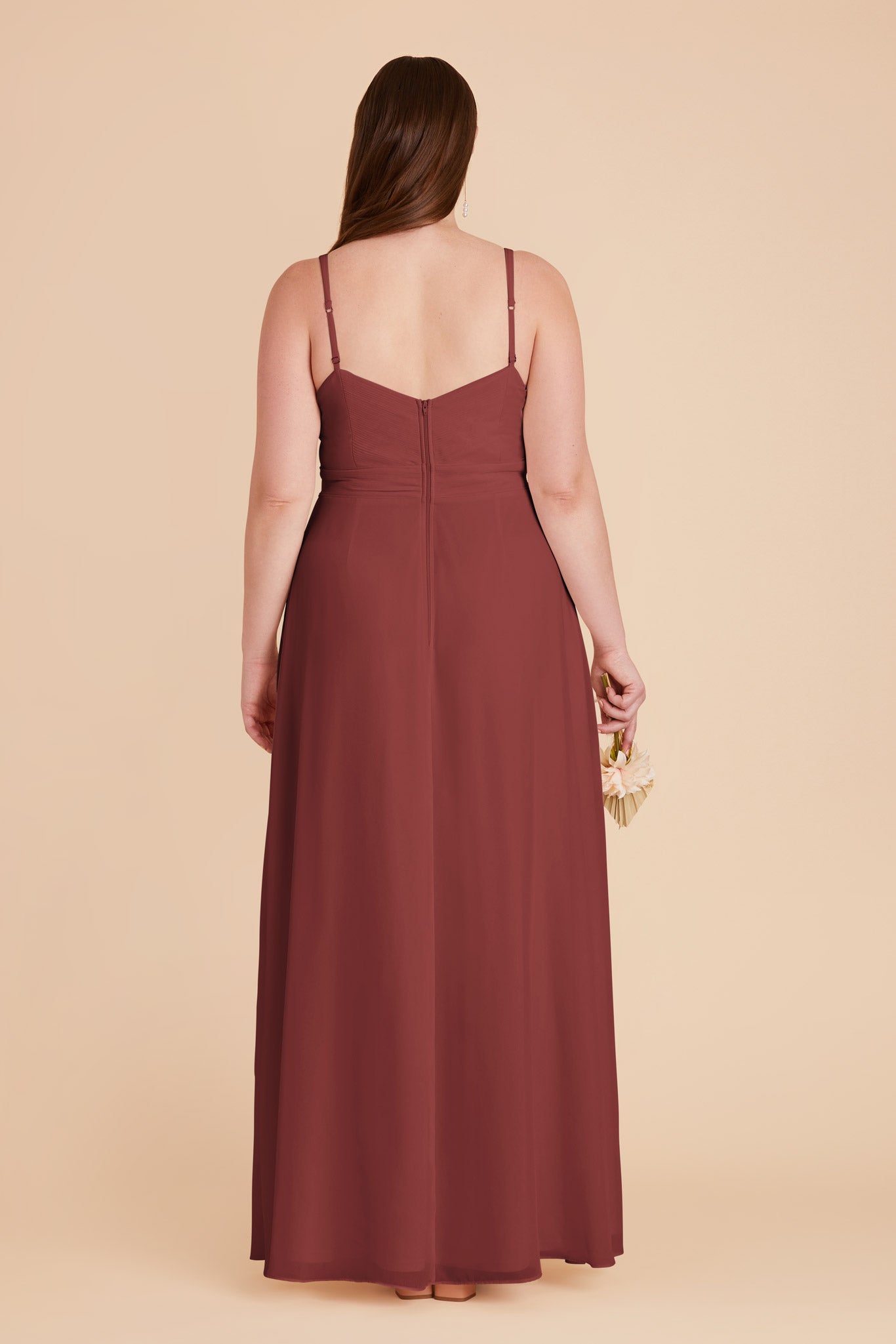 Chiffon A-Line Dress with V-Neck & Slit | Deborah Rosewood