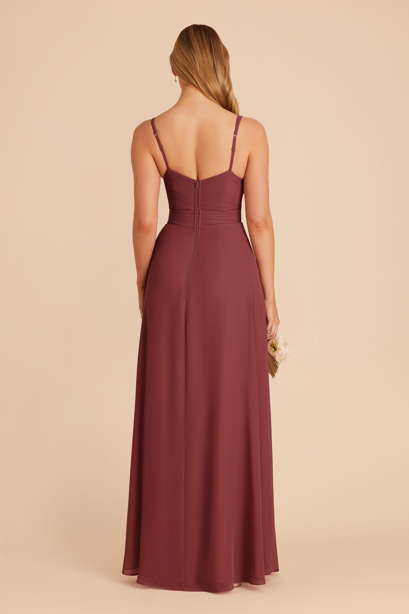 Chiffon A-Line Dress with V-Neck & Slit | Deborah Rosewood