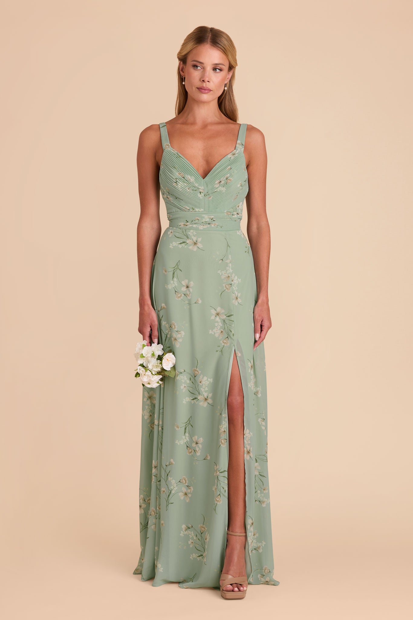 Chiffon A-Line Dress with V-Neck & Slit | Sage Le Fleur
