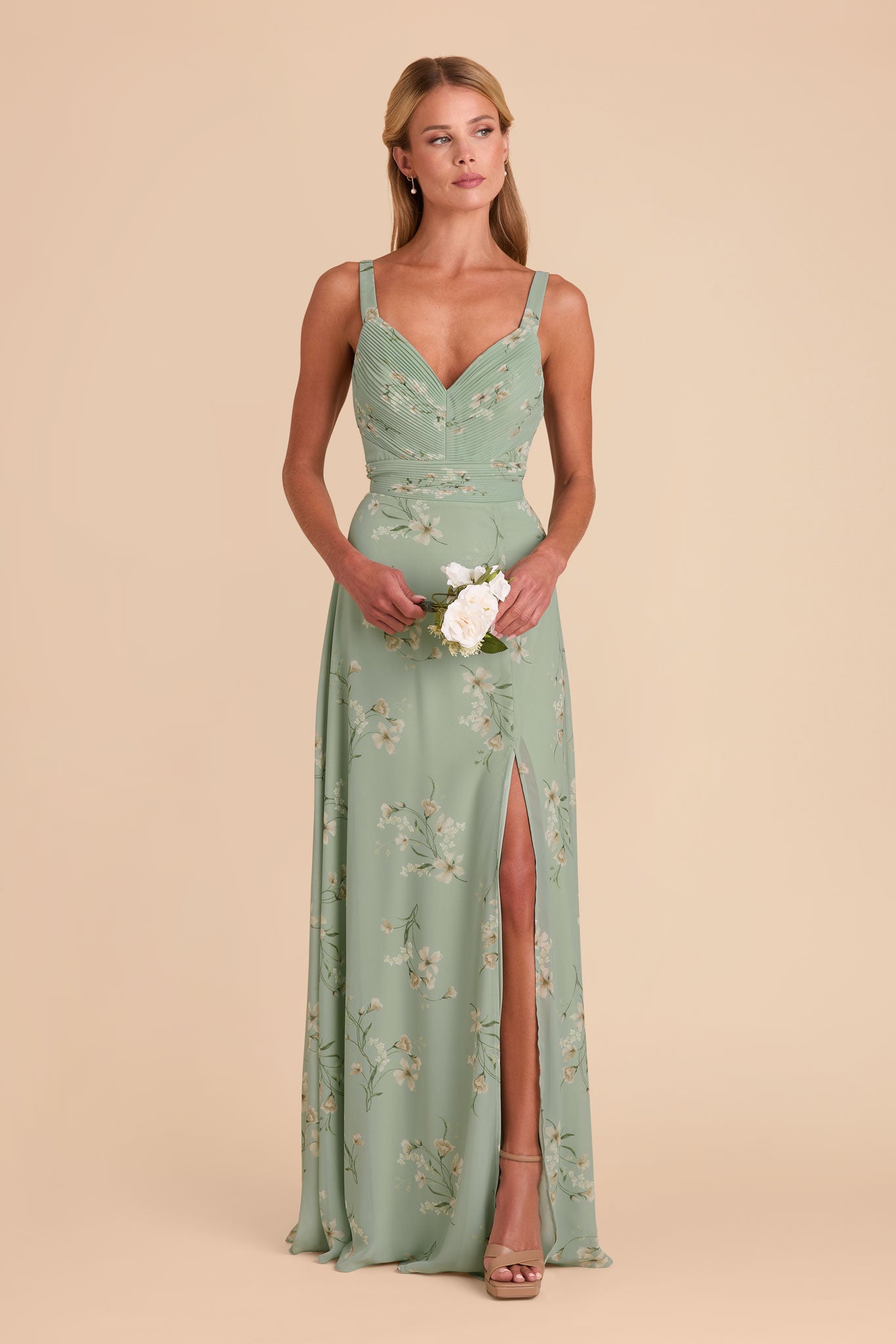 Chiffon A-Line Dress with V-Neck & Slit | Sage Le Fleur