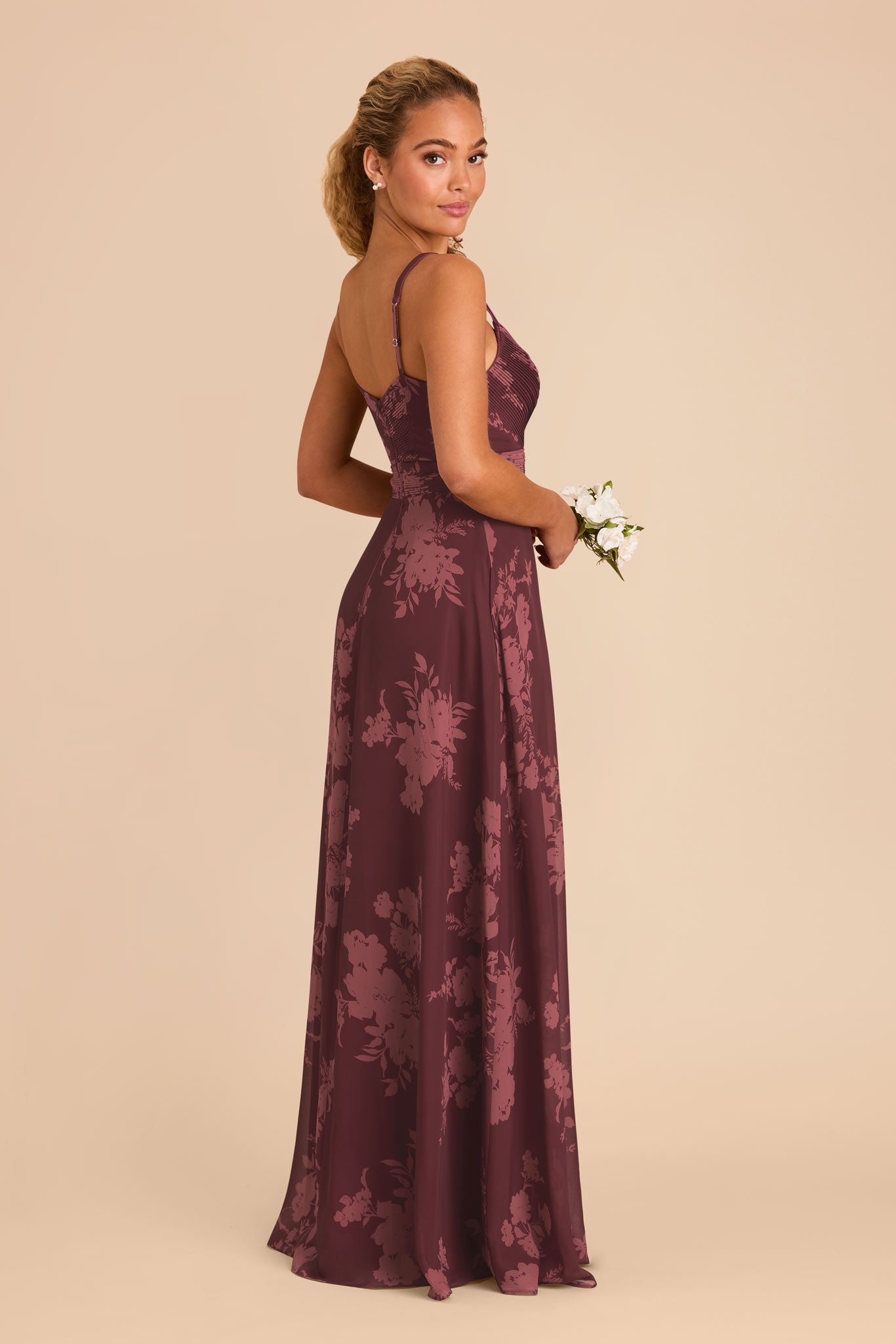 Chiffon Dress with A-Line Skirt & V-Neck | Deborah Sangria Blooms
