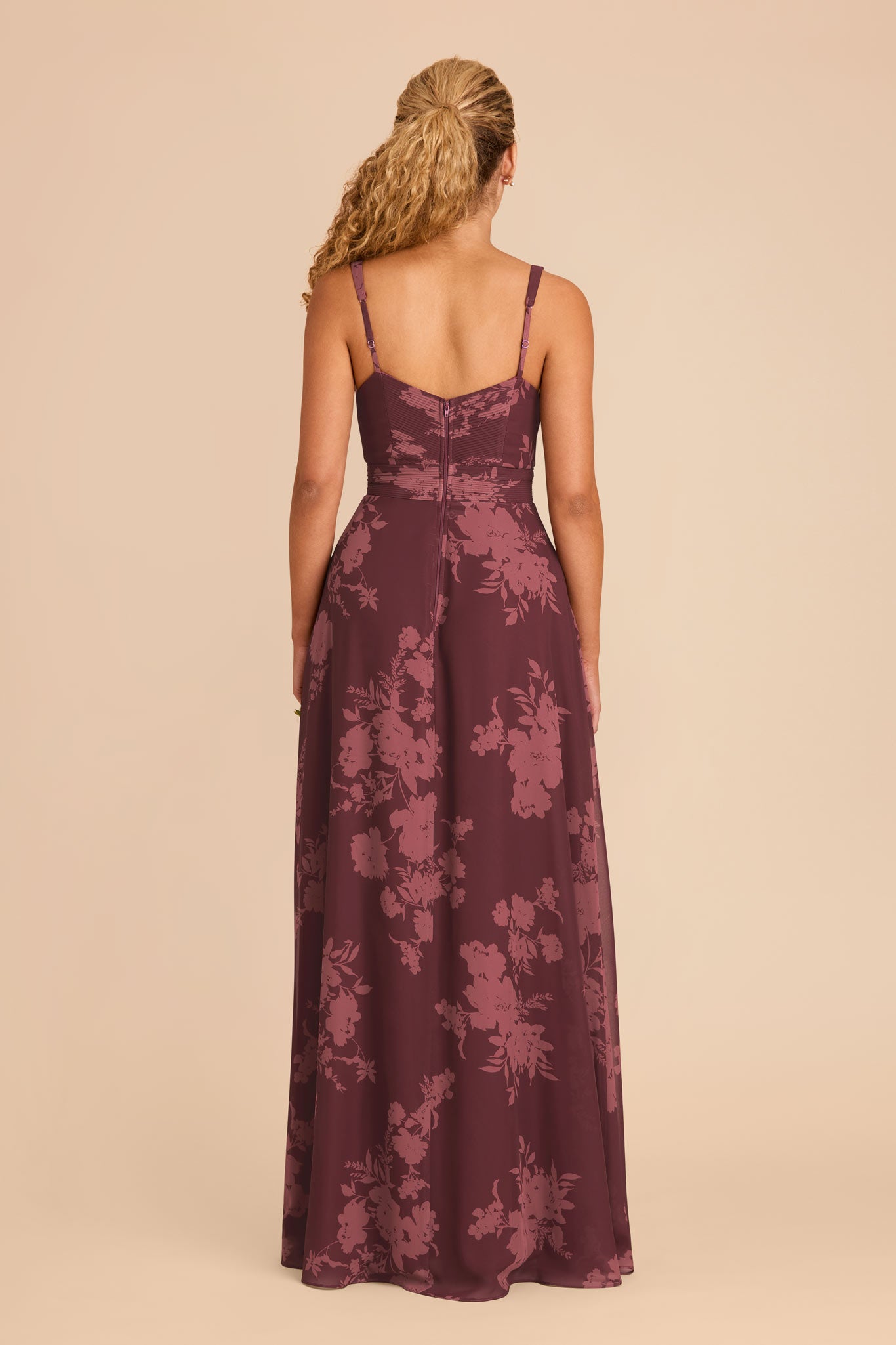 Chiffon Dress with A-Line Skirt & V-Neck | Deborah Sangria Blooms