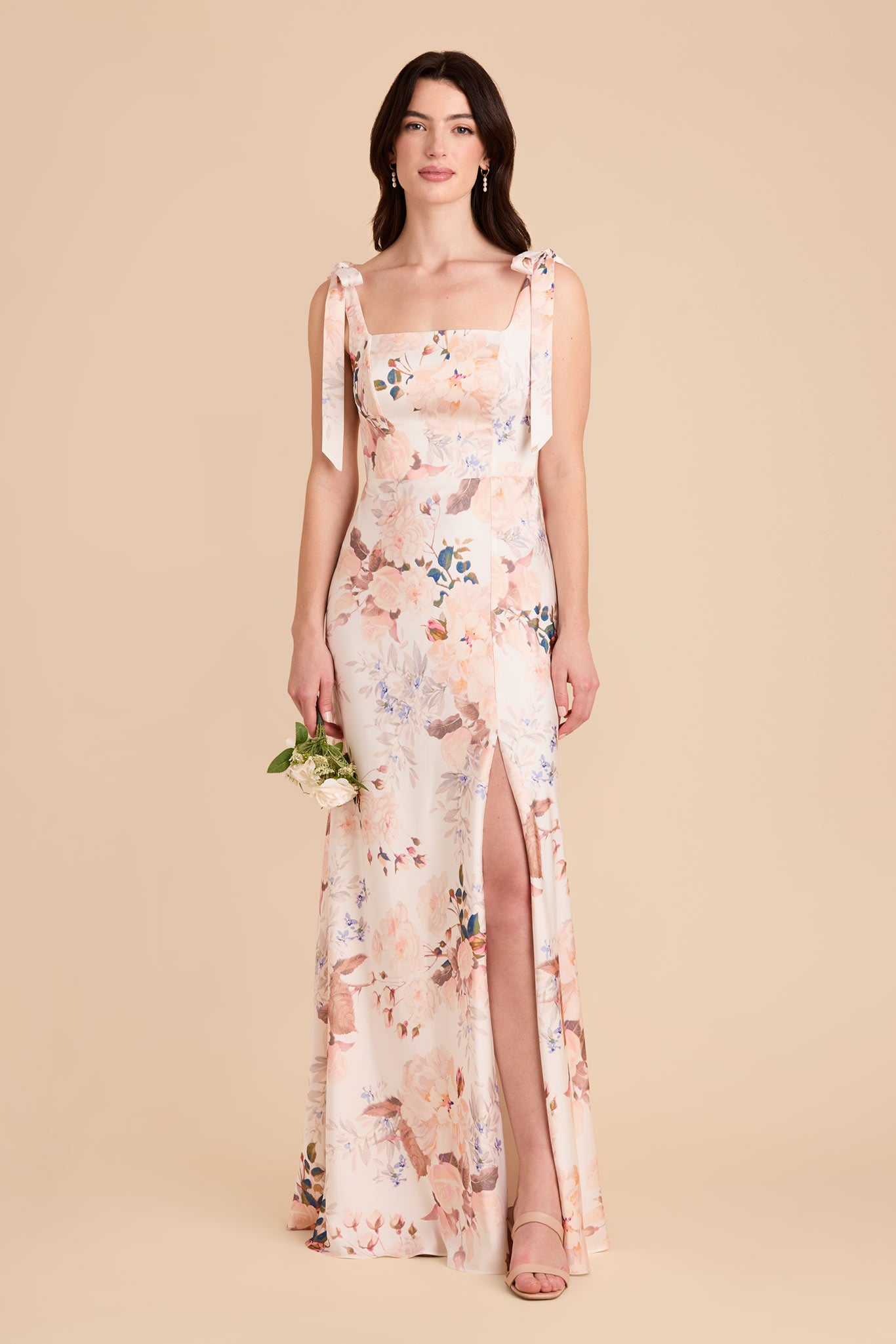 Convertible Satin Dress with Bows | Cascadia Bouquet Champagne