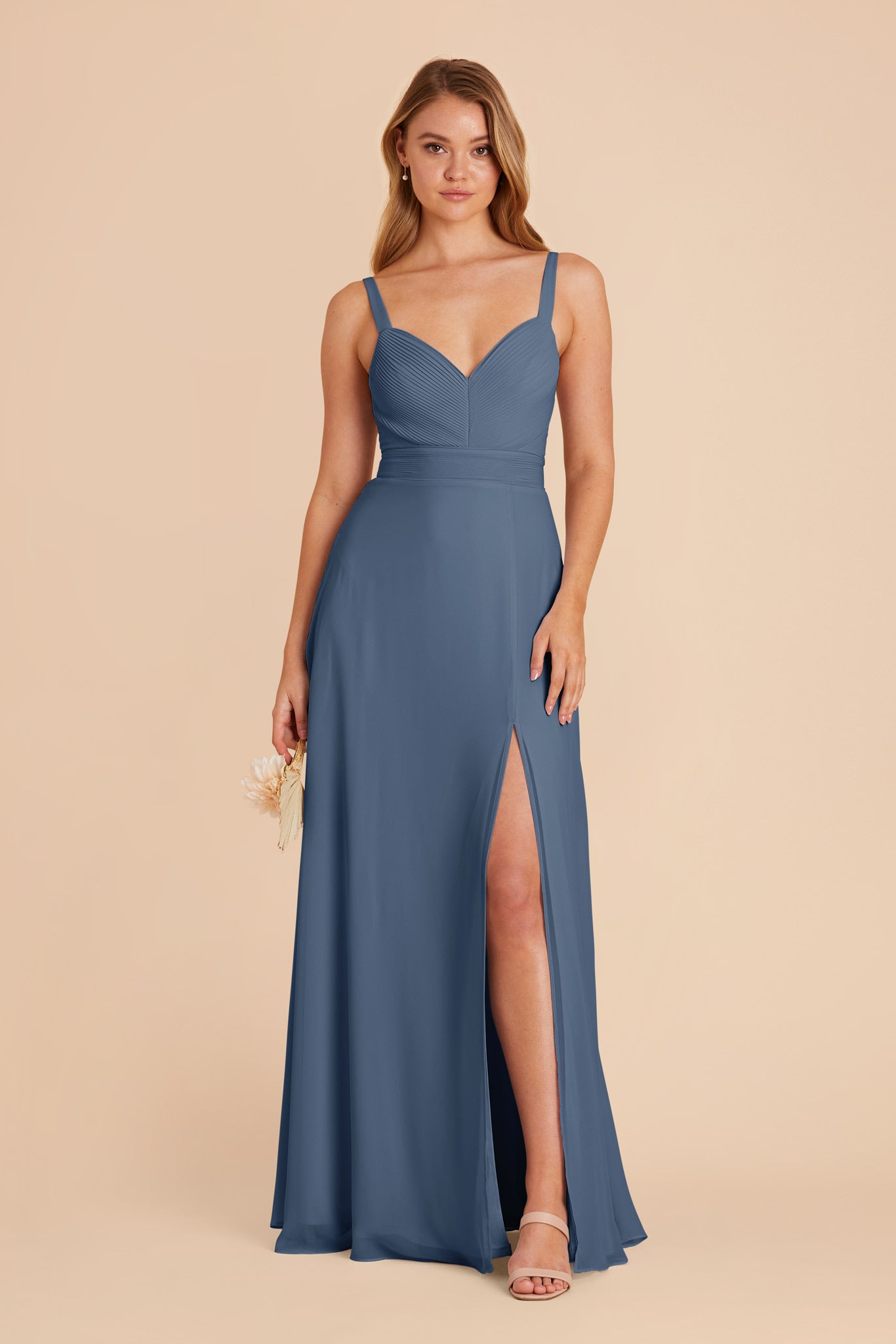 Chiffon A-Line Dress with V-Neck & Slit | Deborah Twilight