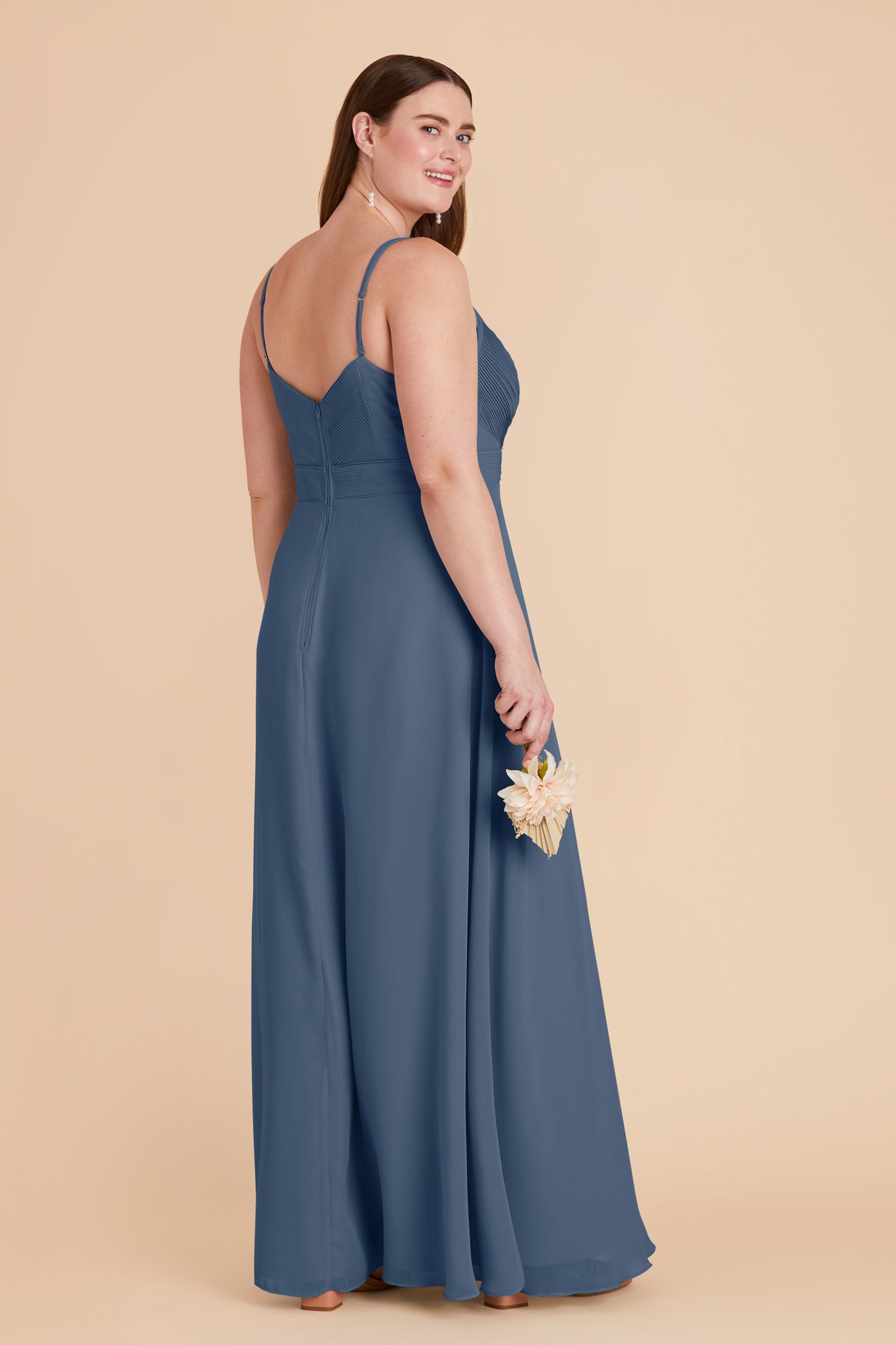 Chiffon A-Line Dress with V-Neck & Slit | Deborah Twilight