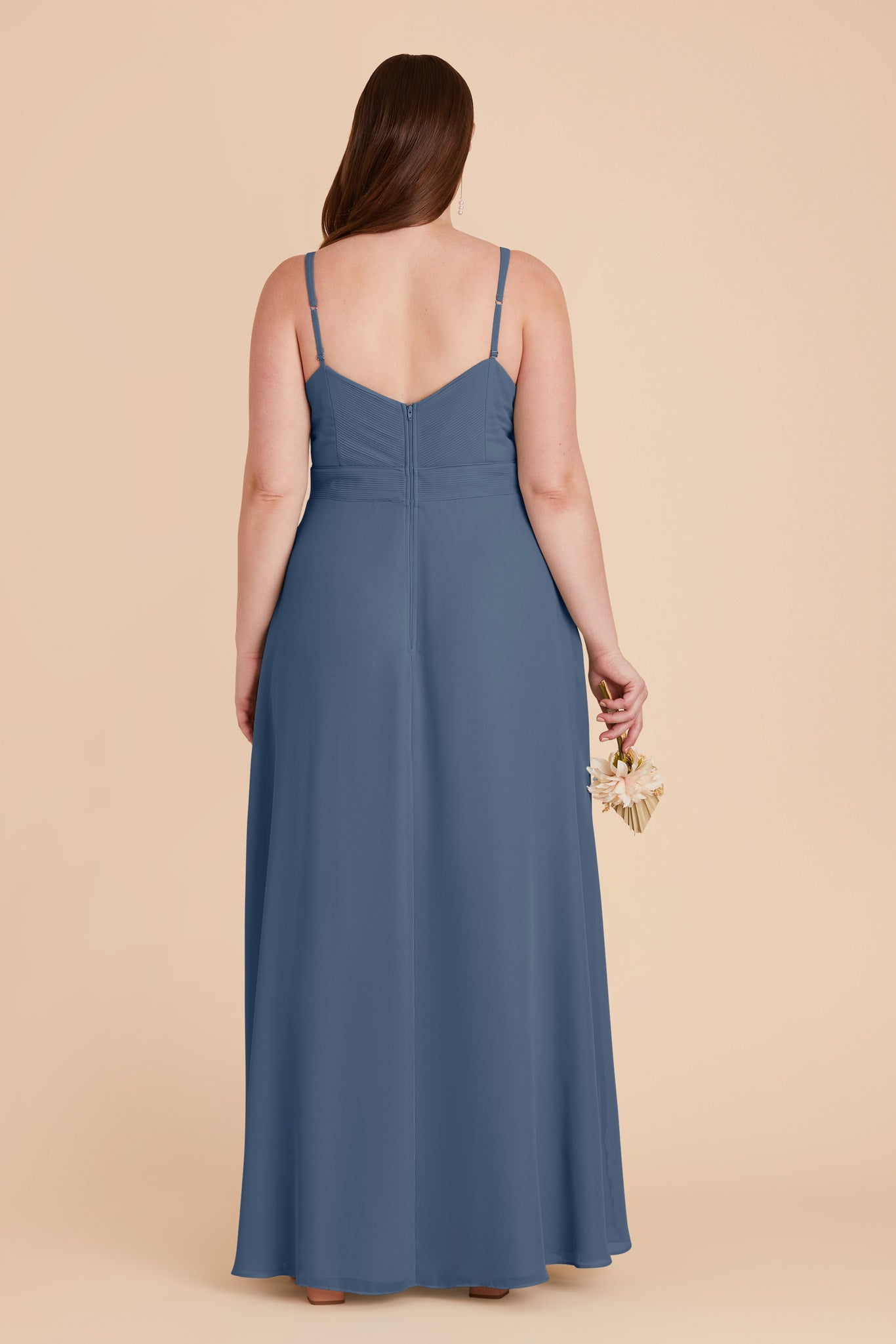 Chiffon A-Line Dress with V-Neck & Slit | Deborah Twilight