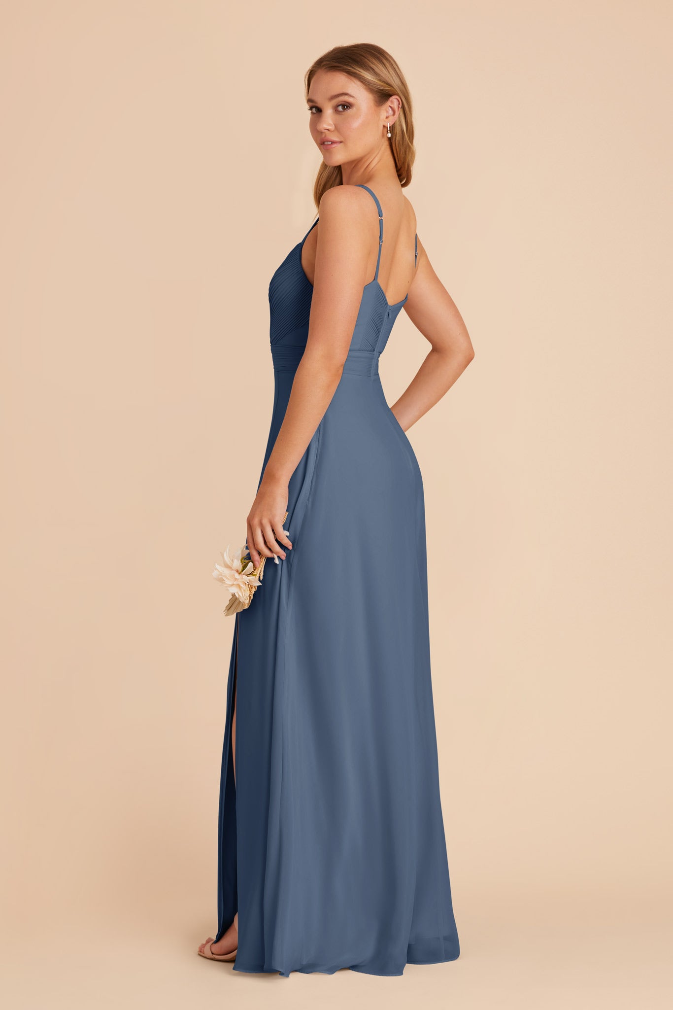 Chiffon A-Line Dress with V-Neck & Slit | Deborah Twilight