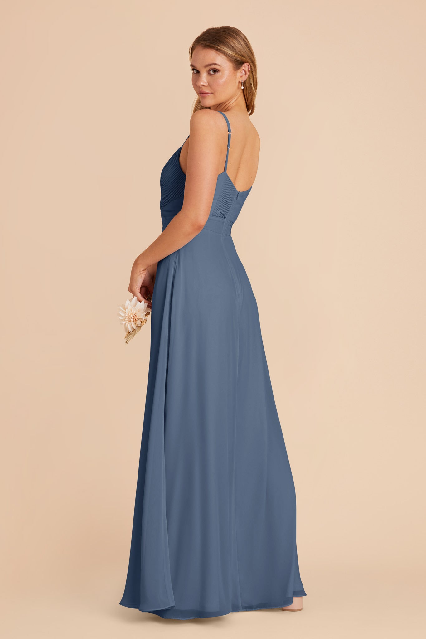 Chiffon A-Line Dress with V-Neck & Slit | Deborah Twilight