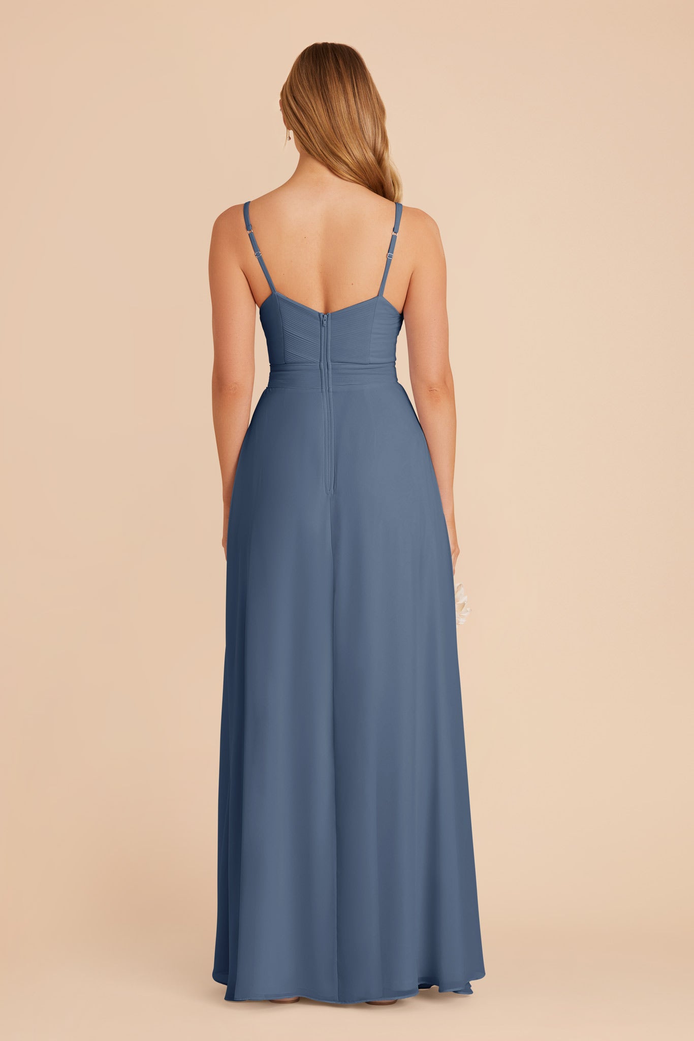 Chiffon A-Line Dress with V-Neck & Slit | Deborah Twilight