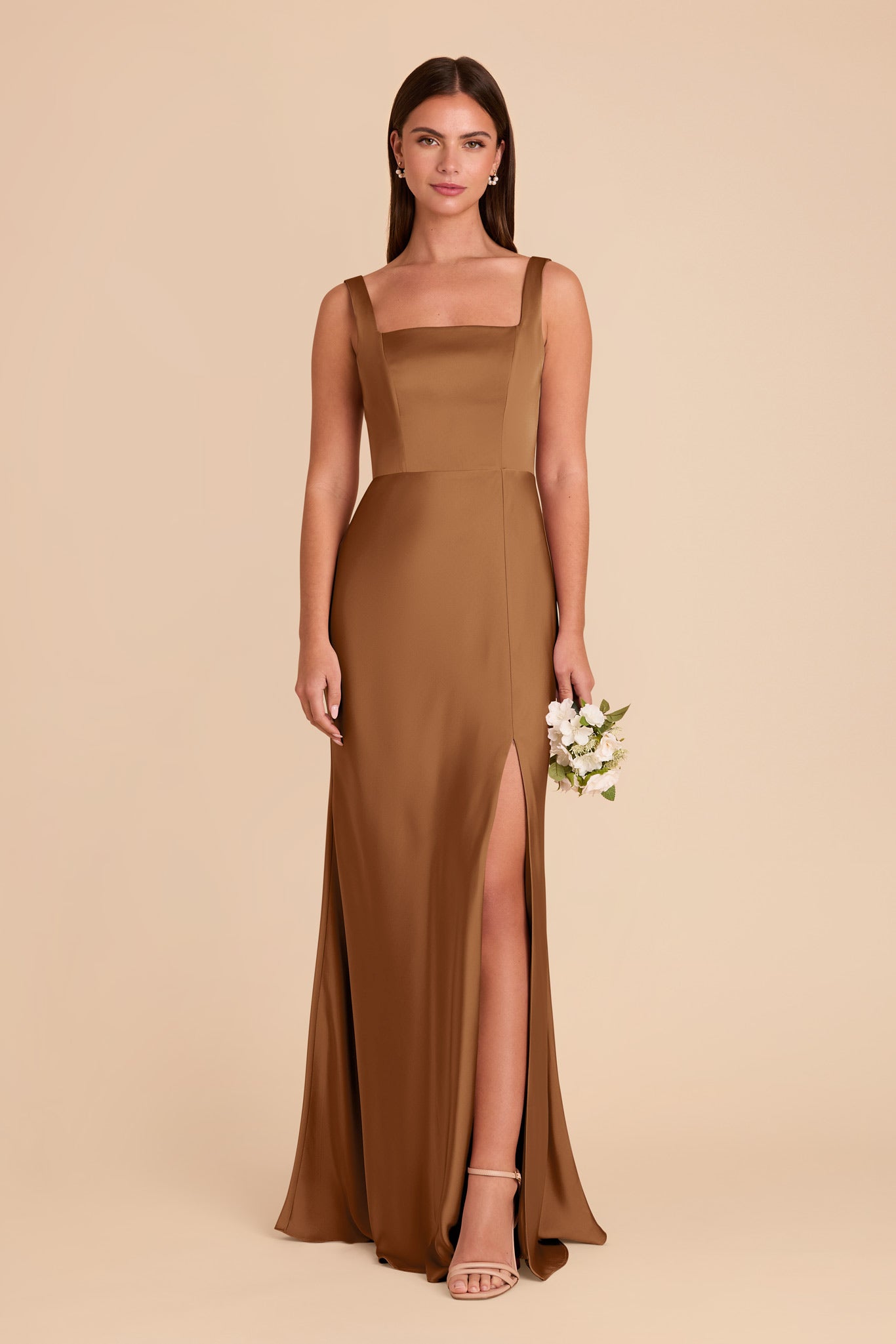 Convertible Satin Dress with Bows | Alex in Copper