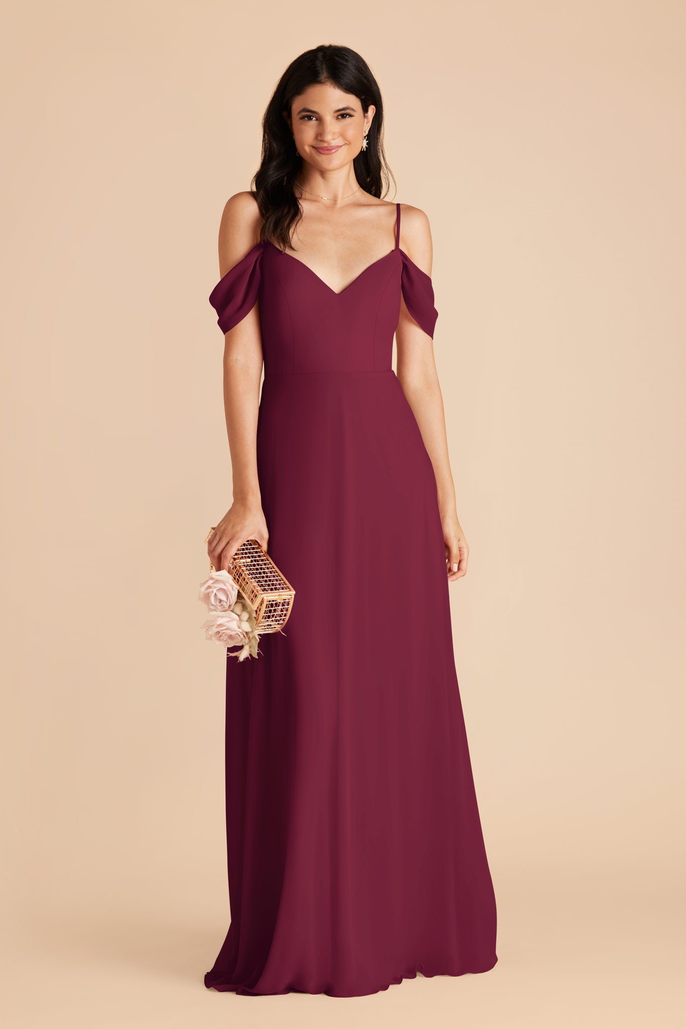 Convertible Bridesmaid Dress with Detachable Sleeves | Devin - Berry