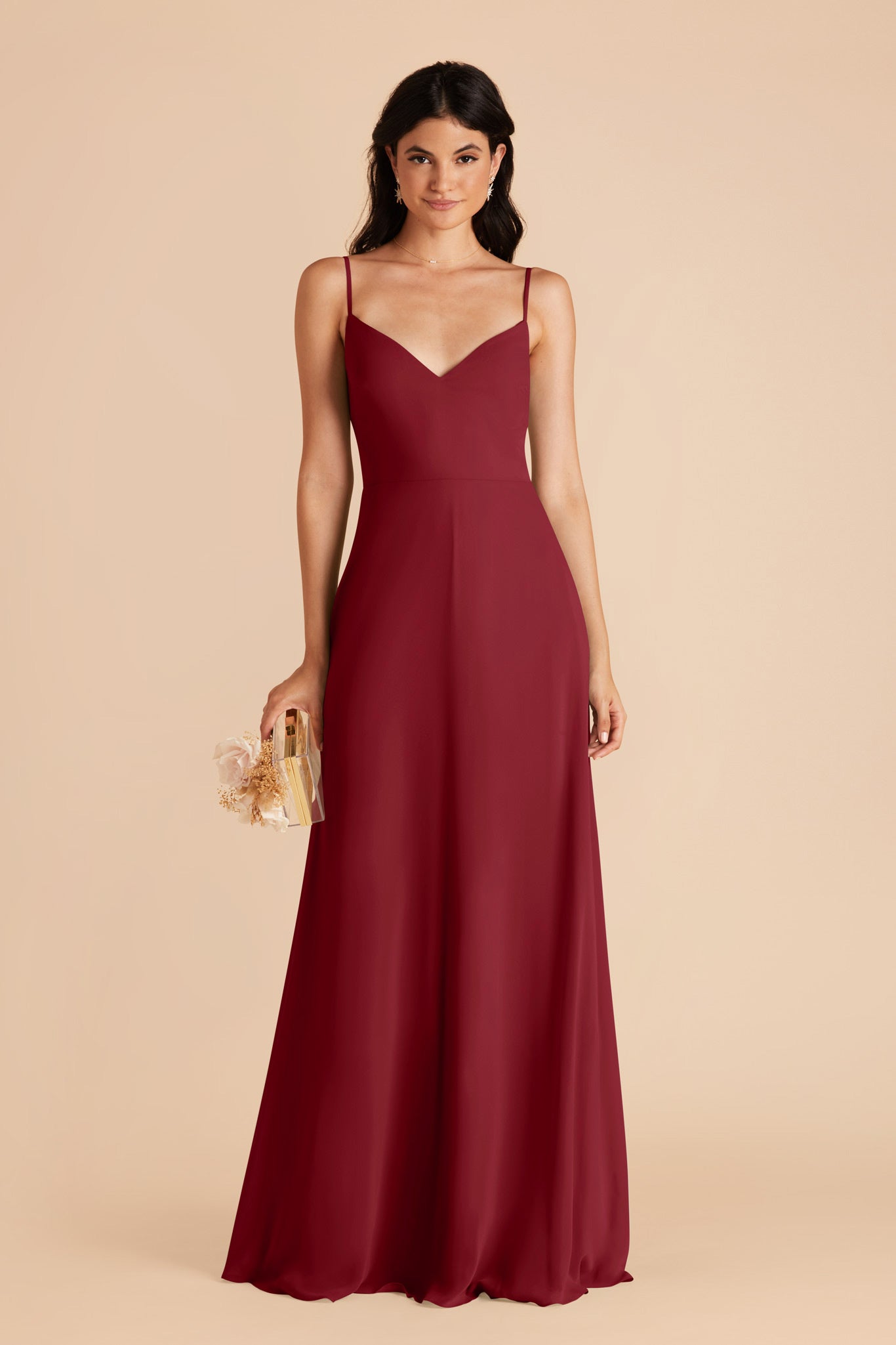 Convertible Bridesmaid Dress with Detachable Sleeves | Devin Burgundy