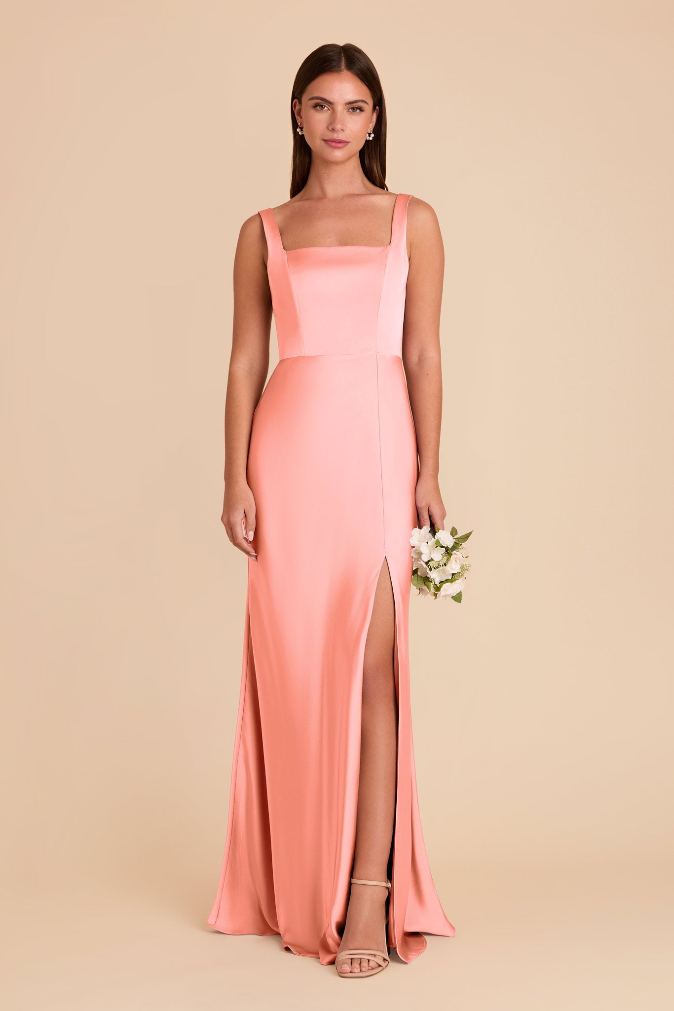 Convertible Dress with Bows - Coral Pink Satin | Alex