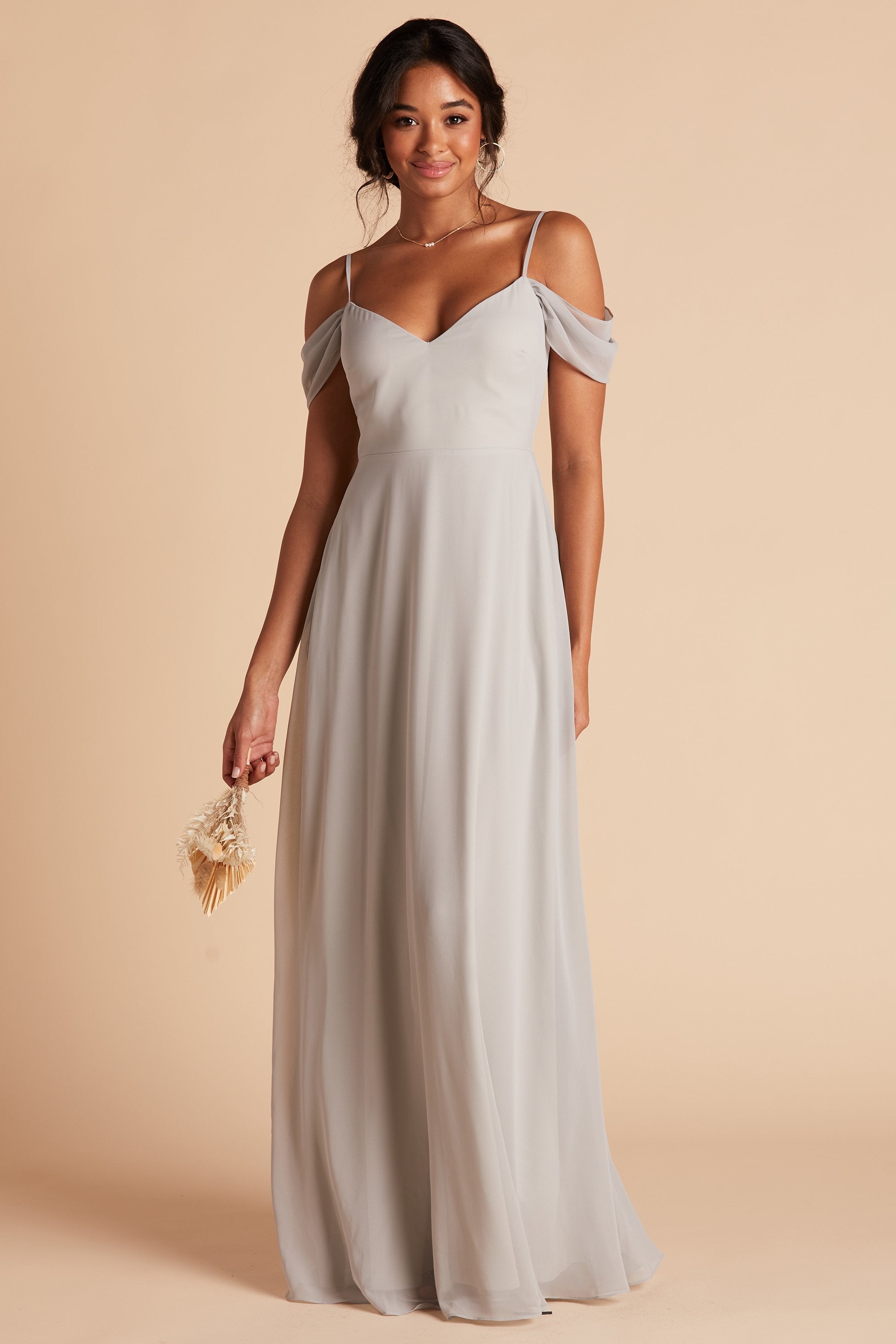 Convertible Bridesmaid Dress with Detachable Sleeves | Devin - Dove Gray