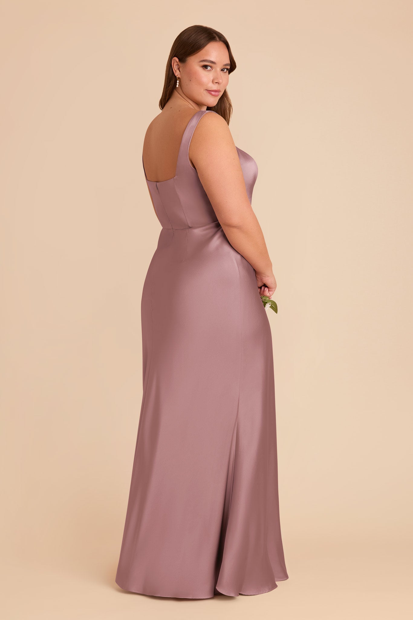 Convertible Satin Dress with Bows | Alex - Dark Mauve