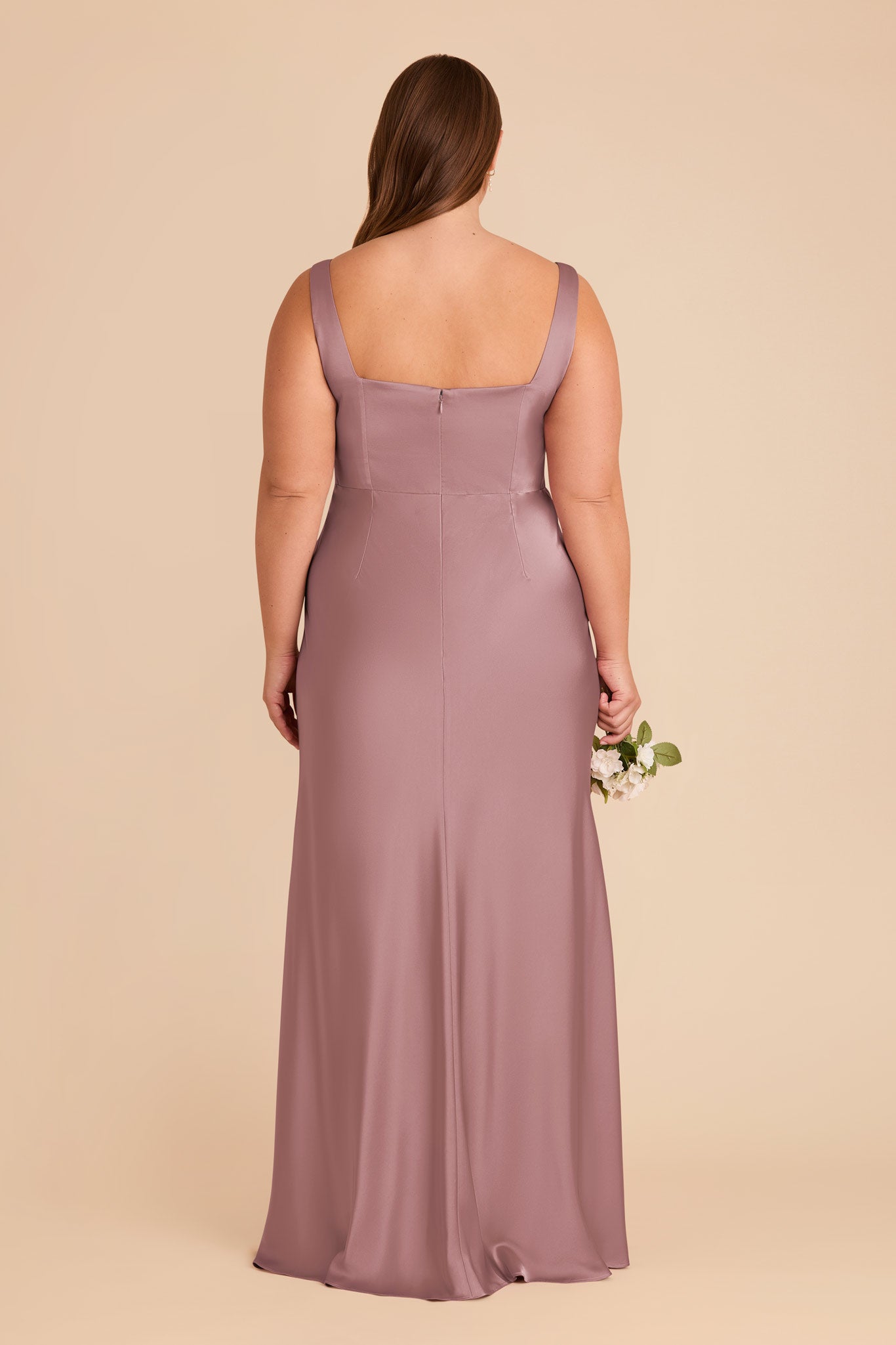 Convertible Satin Dress with Bows | Alex - Dark Mauve