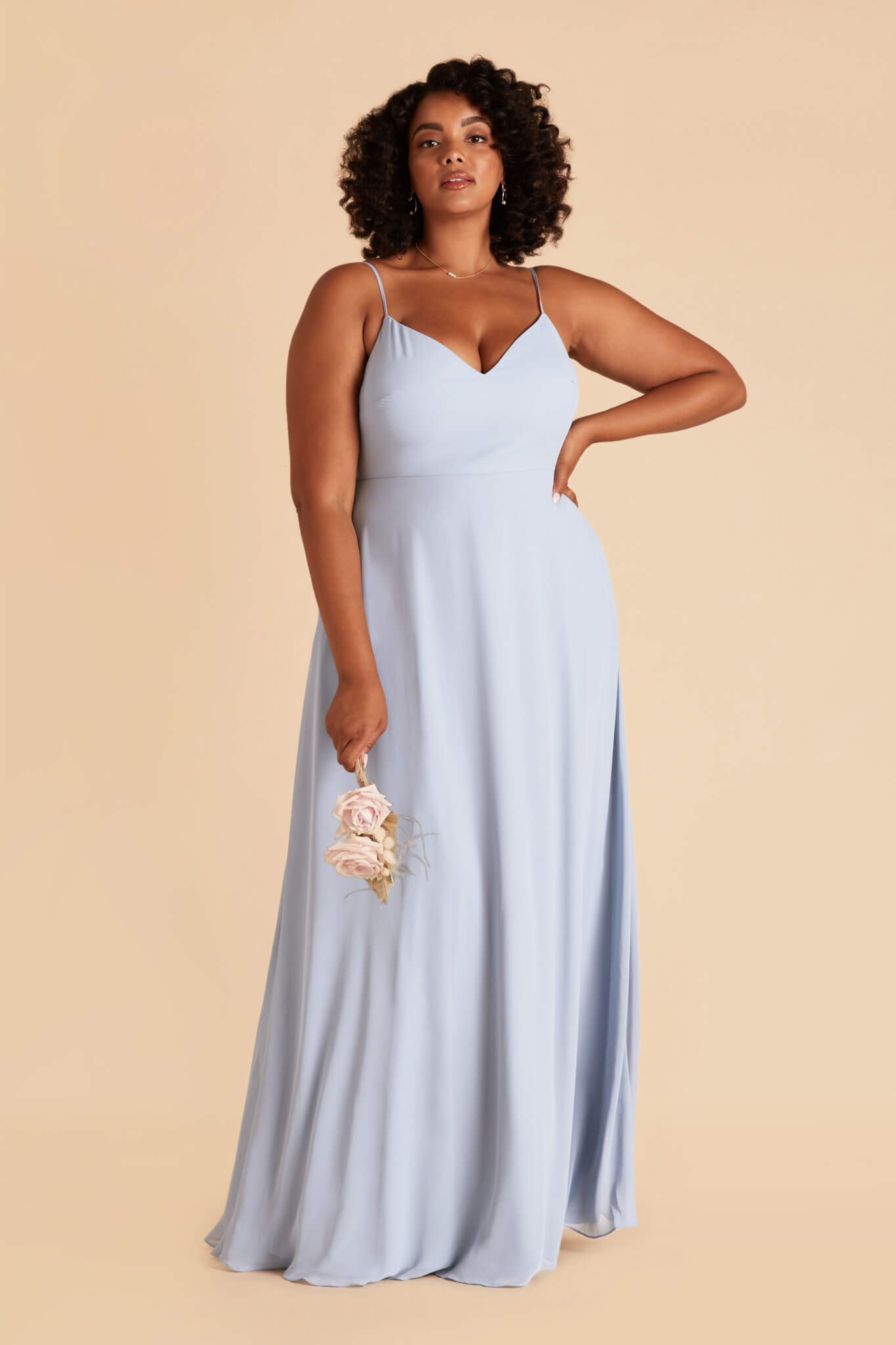 Convertible Bridesmaid Dress with Detachable Sleeves | Devin Ice Blue