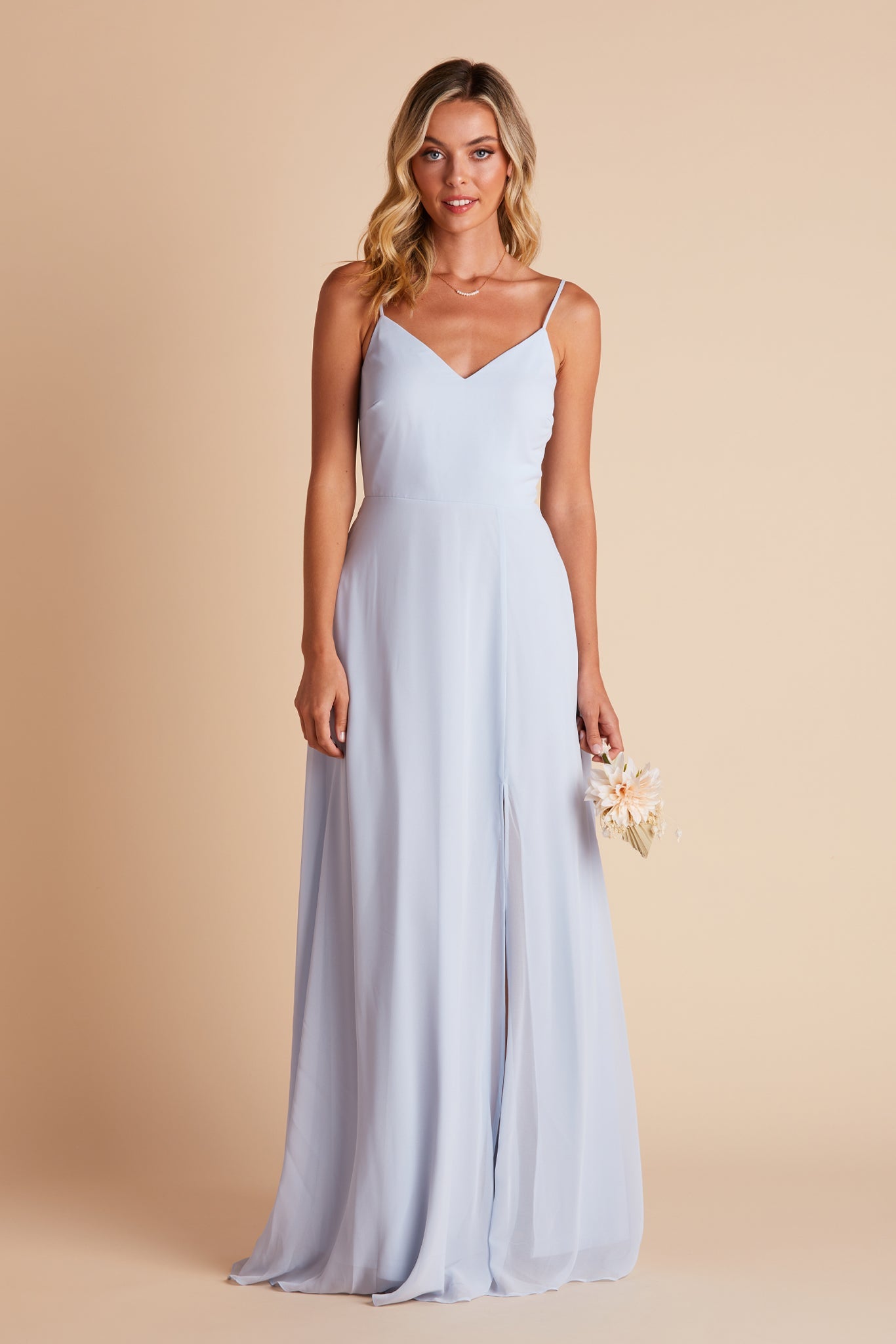 Convertible Bridesmaid Dress with Detachable Sleeves | Devin Ice Blue