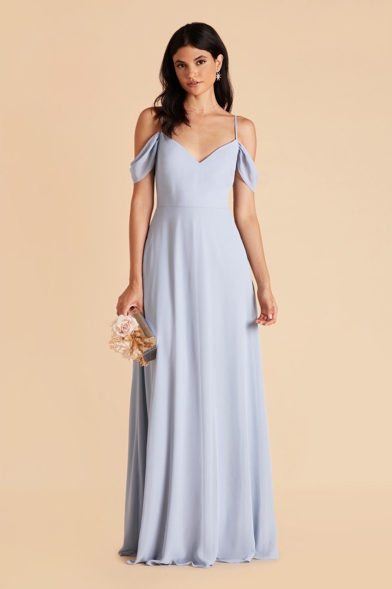 Convertible Bridesmaid Dress with Detachable Sleeves | Devin Ice Blue