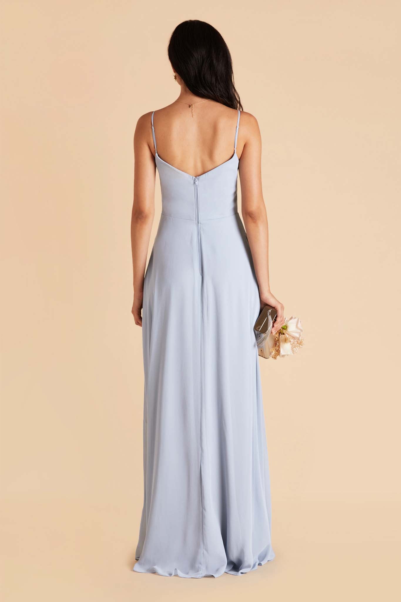 Convertible Bridesmaid Dress with Detachable Sleeves | Devin Ice Blue