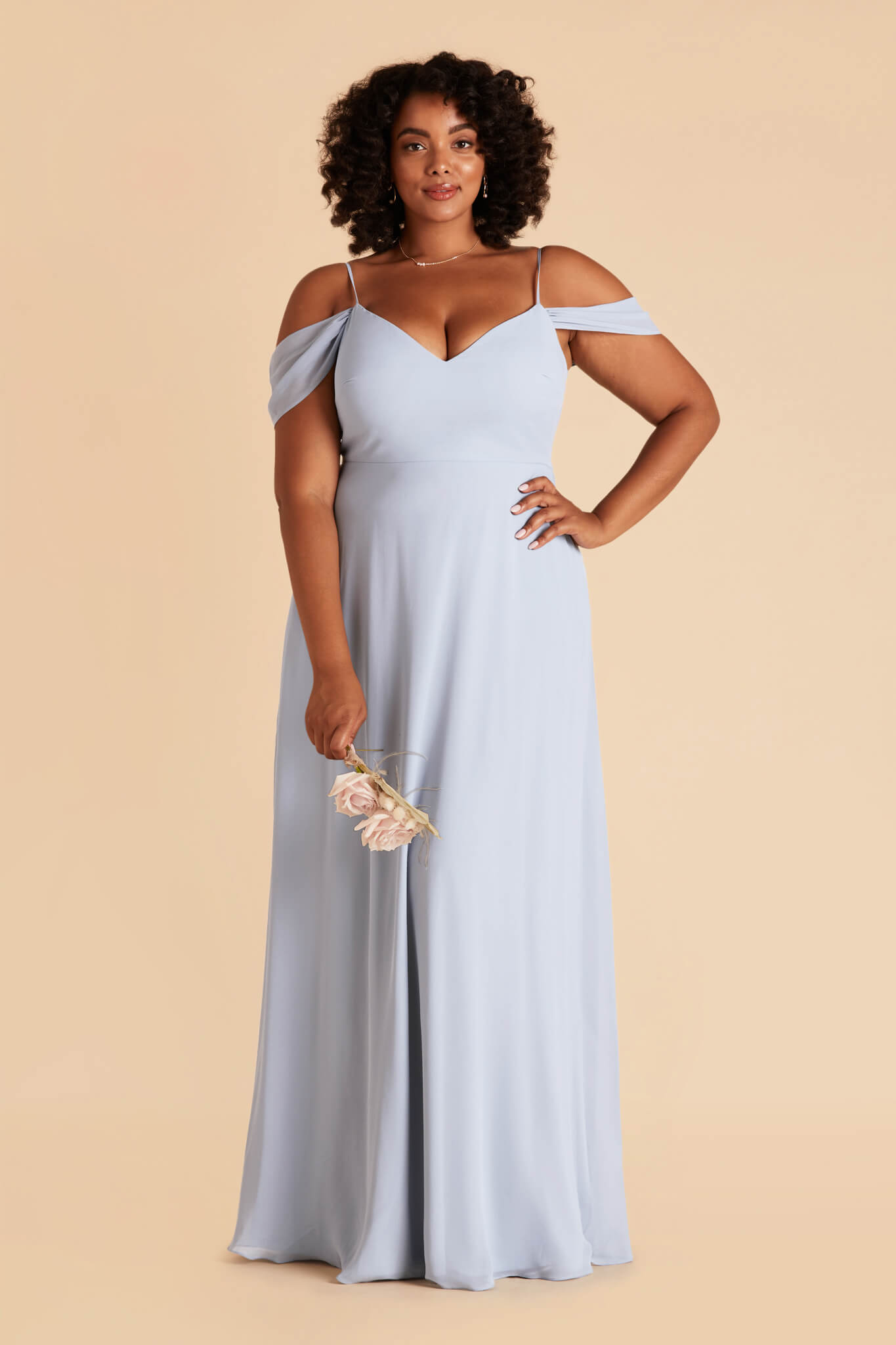 Convertible Bridesmaid Dress with Detachable Sleeves | Devin Ice Blue