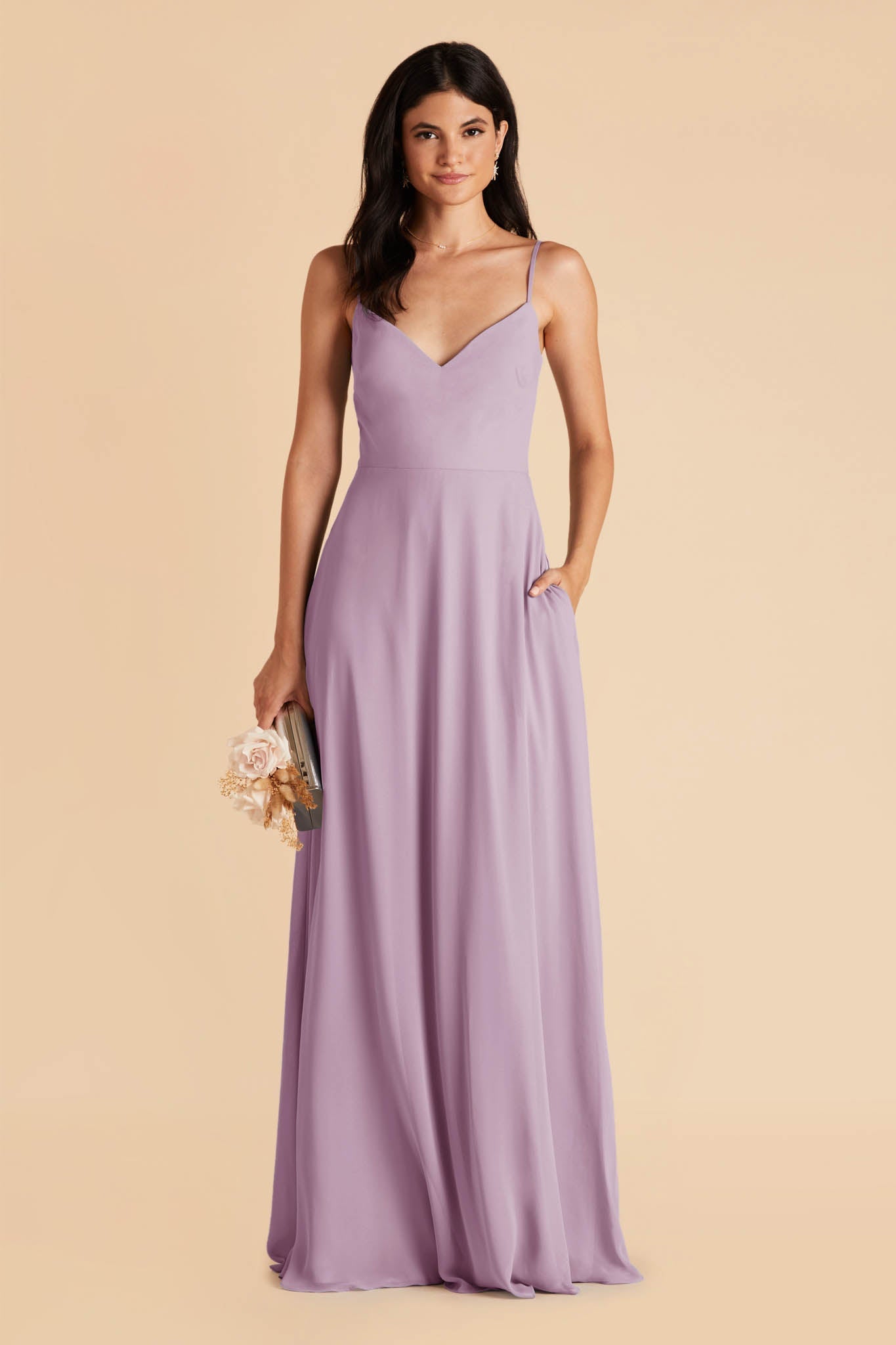 Convertible Bridesmaid Dress with Detachable Sleeves | Devin Lavender