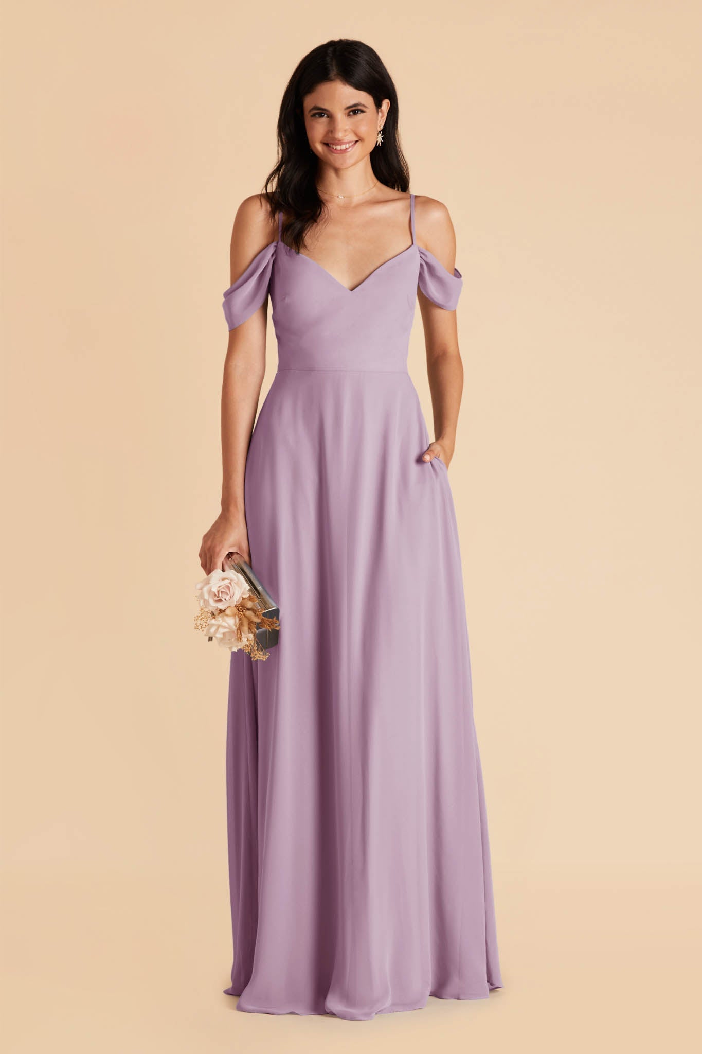 Convertible Bridesmaid Dress with Detachable Sleeves | Devin Lavender