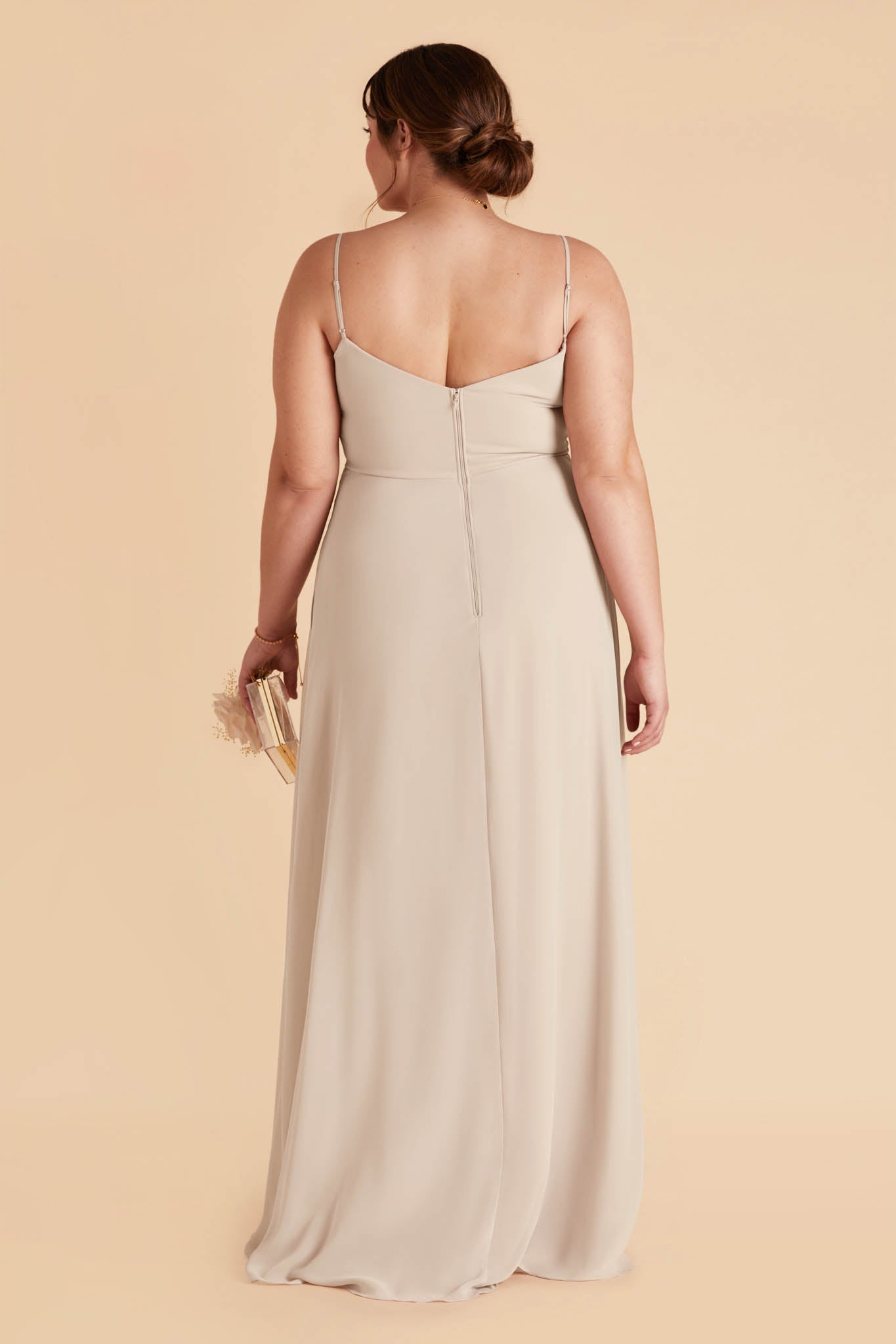 Convertible Bridesmaid Dress with Detachable Sleeves | Devin Neutral Champagne