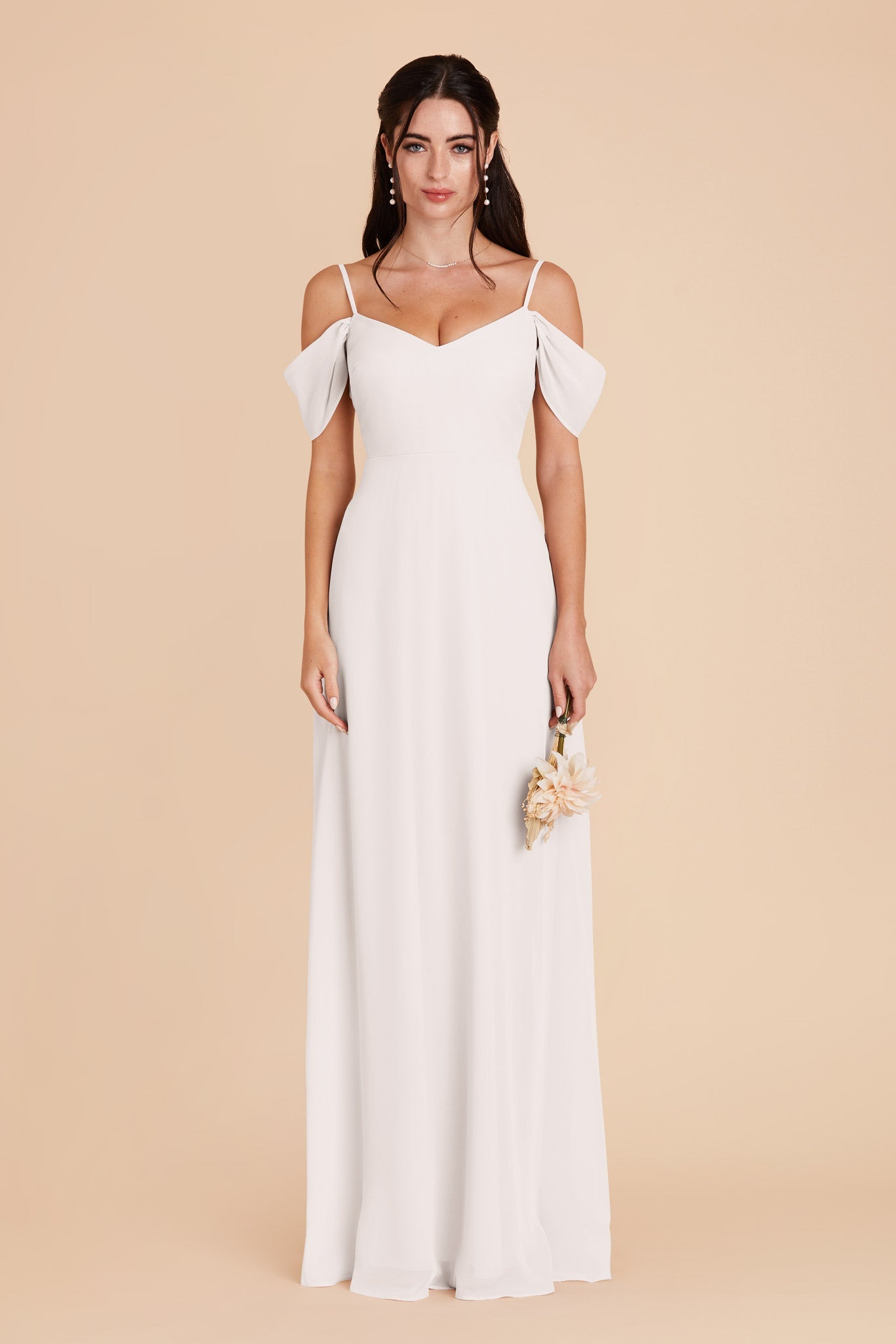 Convertible Bridesmaid Dress with Detachable Sleeves | Devin - White