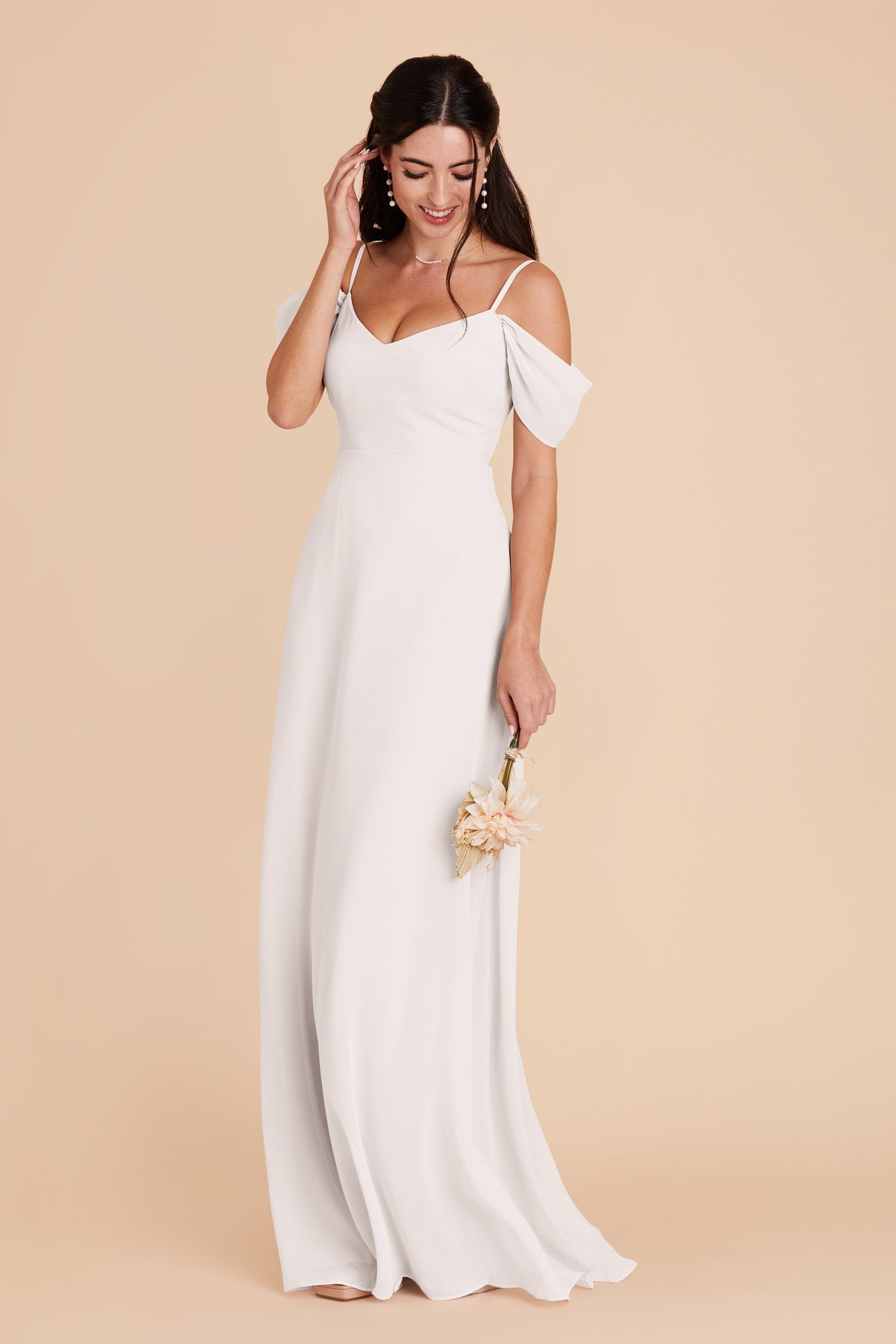 Convertible Bridesmaid Dress with Detachable Sleeves | Devin - White