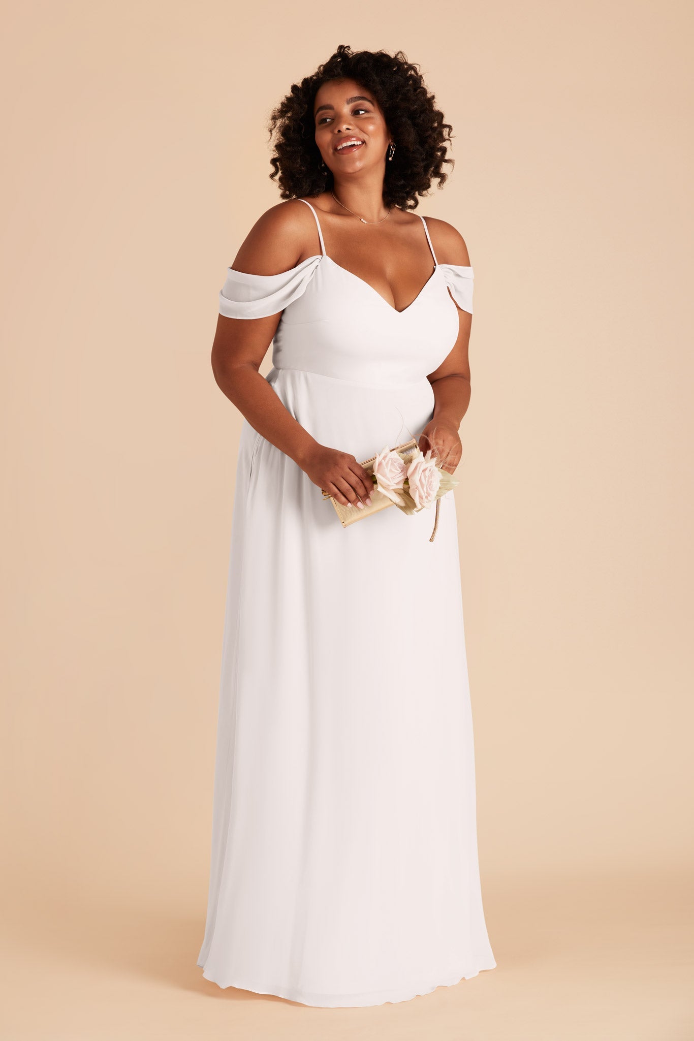 Convertible Bridesmaid Dress with Detachable Sleeves | Devin - White