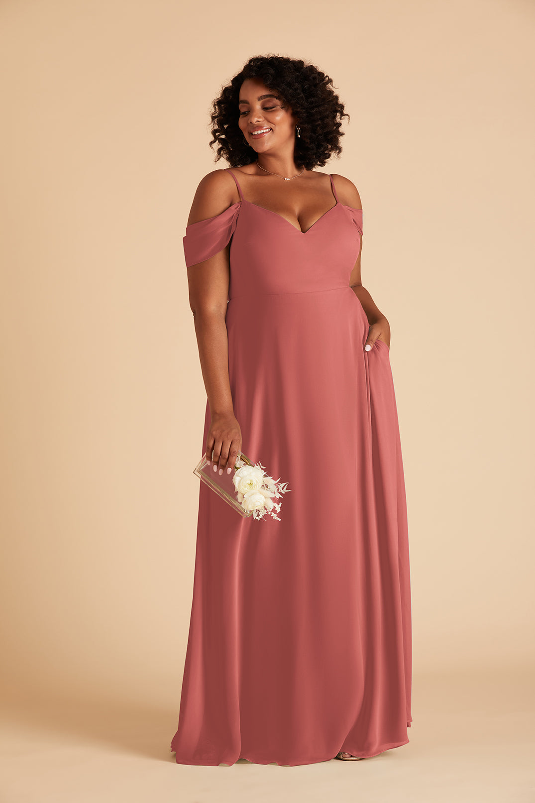 Convertible Bridesmaid Dress with Detachable Sleeves | Devin Wild Rose