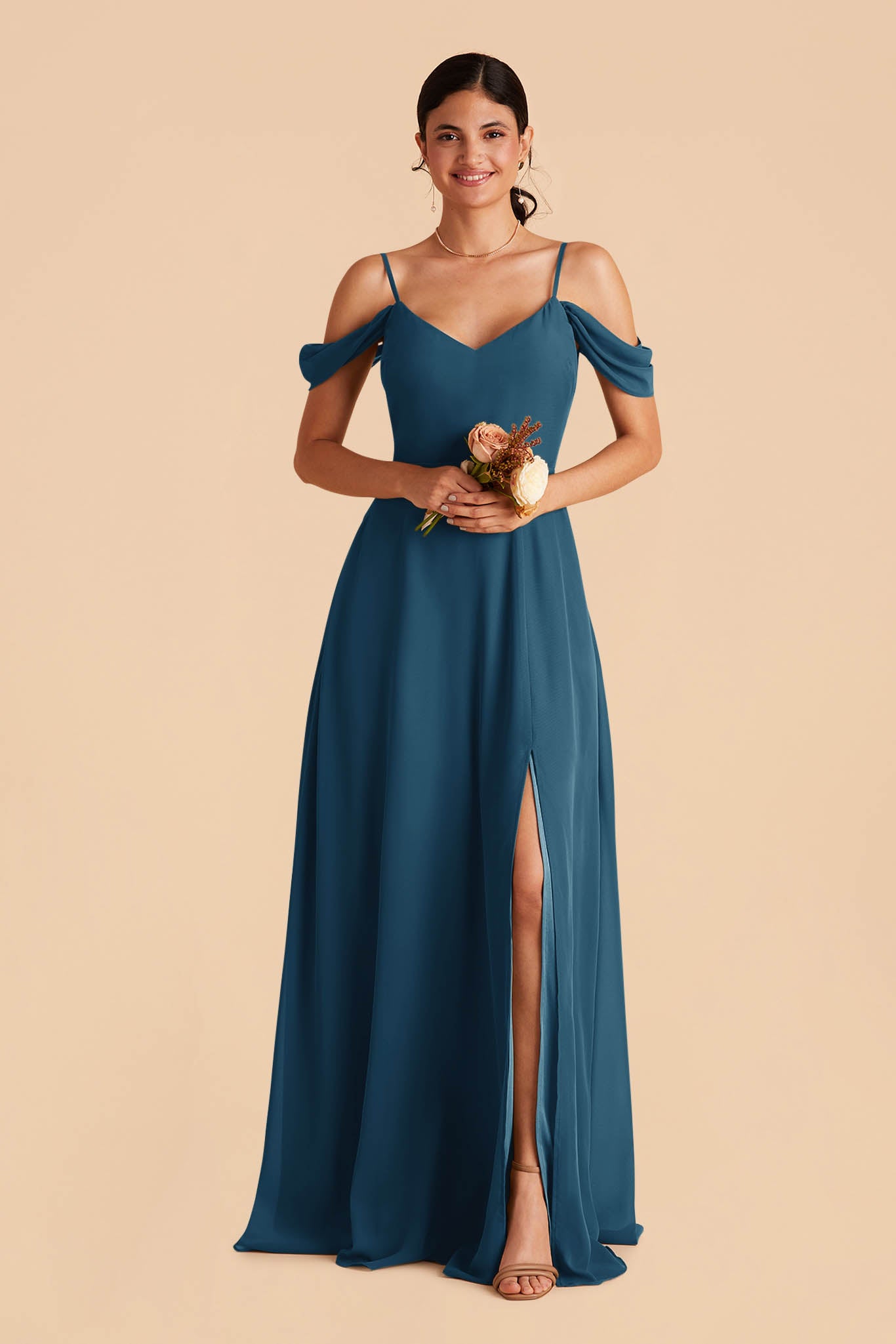 Convertible Bridesmaid Dress with Detachable Sleeves | Devin Dark Teal