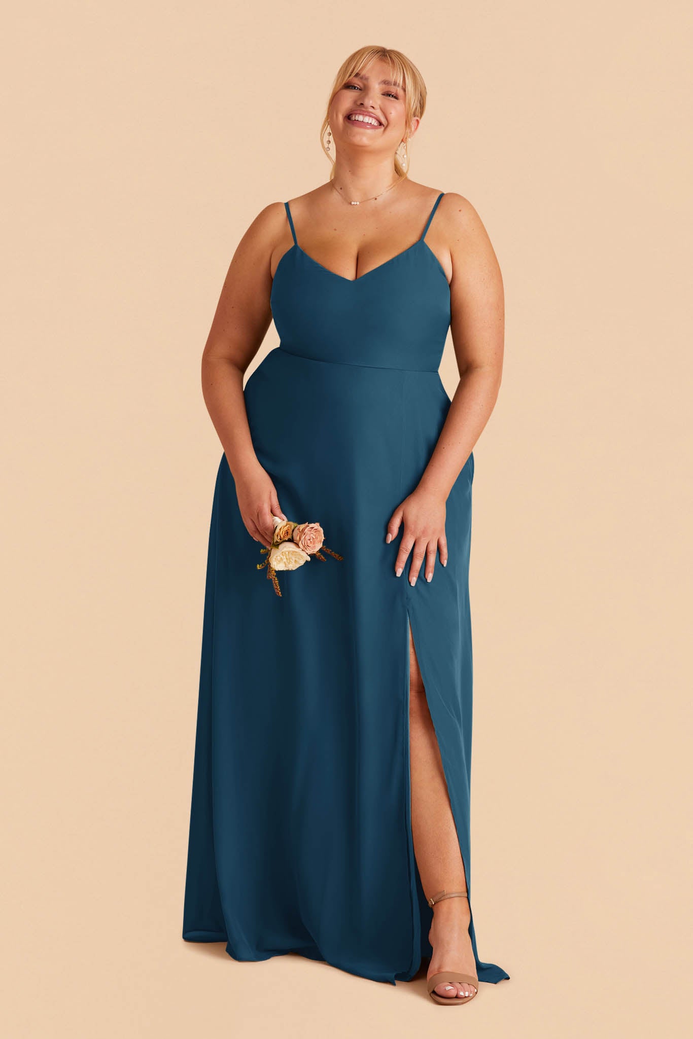 Convertible Bridesmaid Dress with Detachable Sleeves | Devin Dark Teal