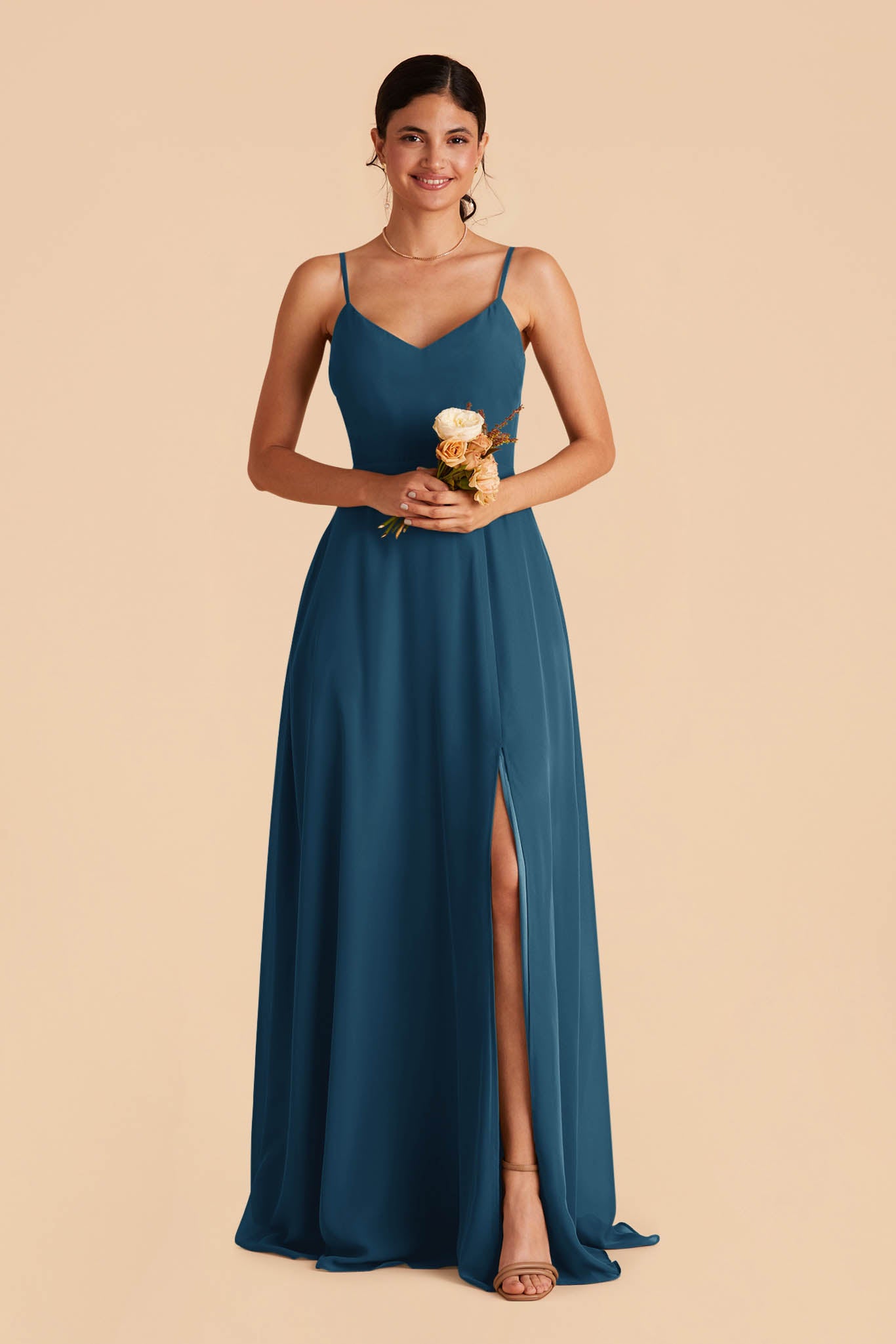 Convertible Bridesmaid Dress with Detachable Sleeves | Devin Dark Teal