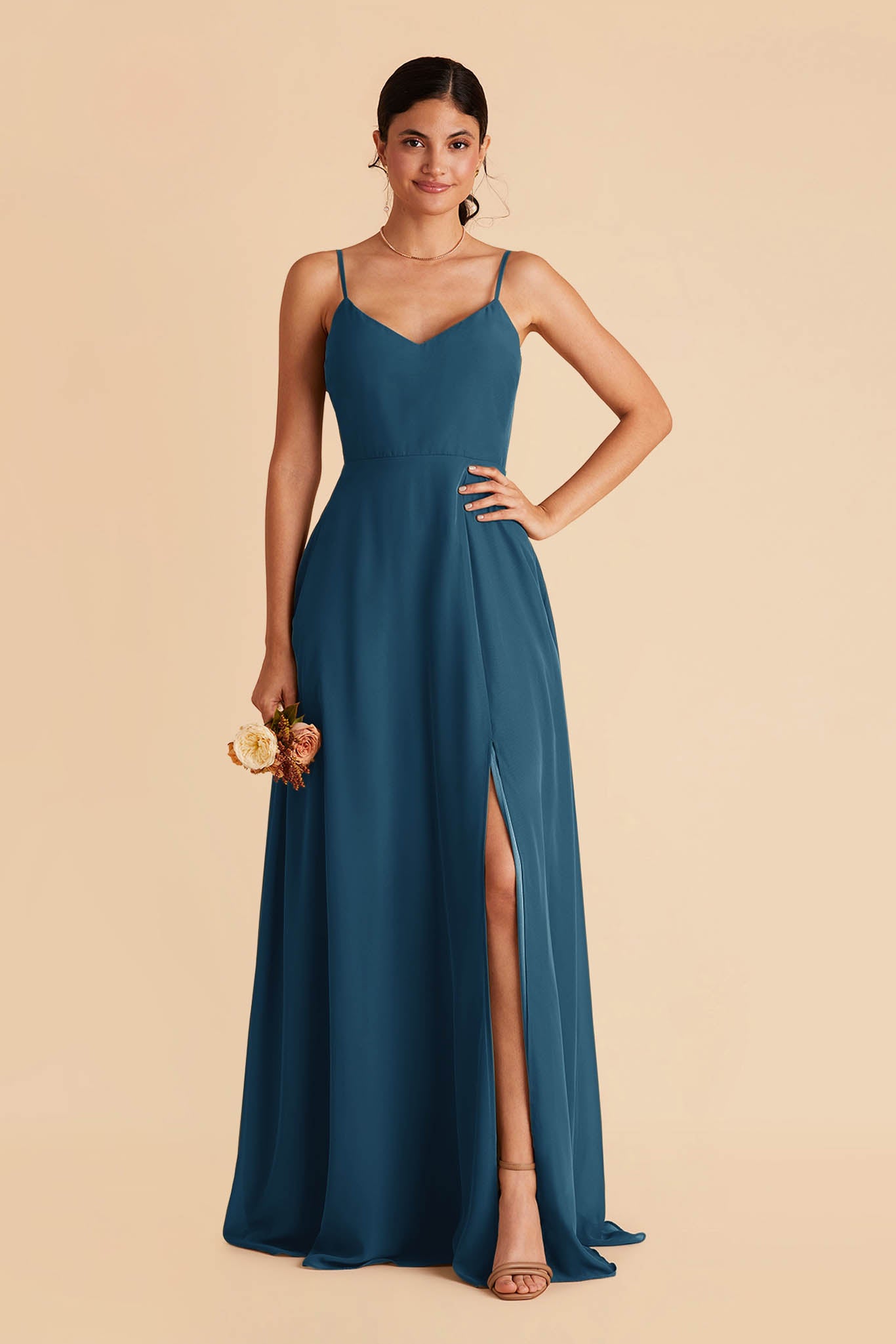 Convertible Bridesmaid Dress with Detachable Sleeves | Devin Dark Teal