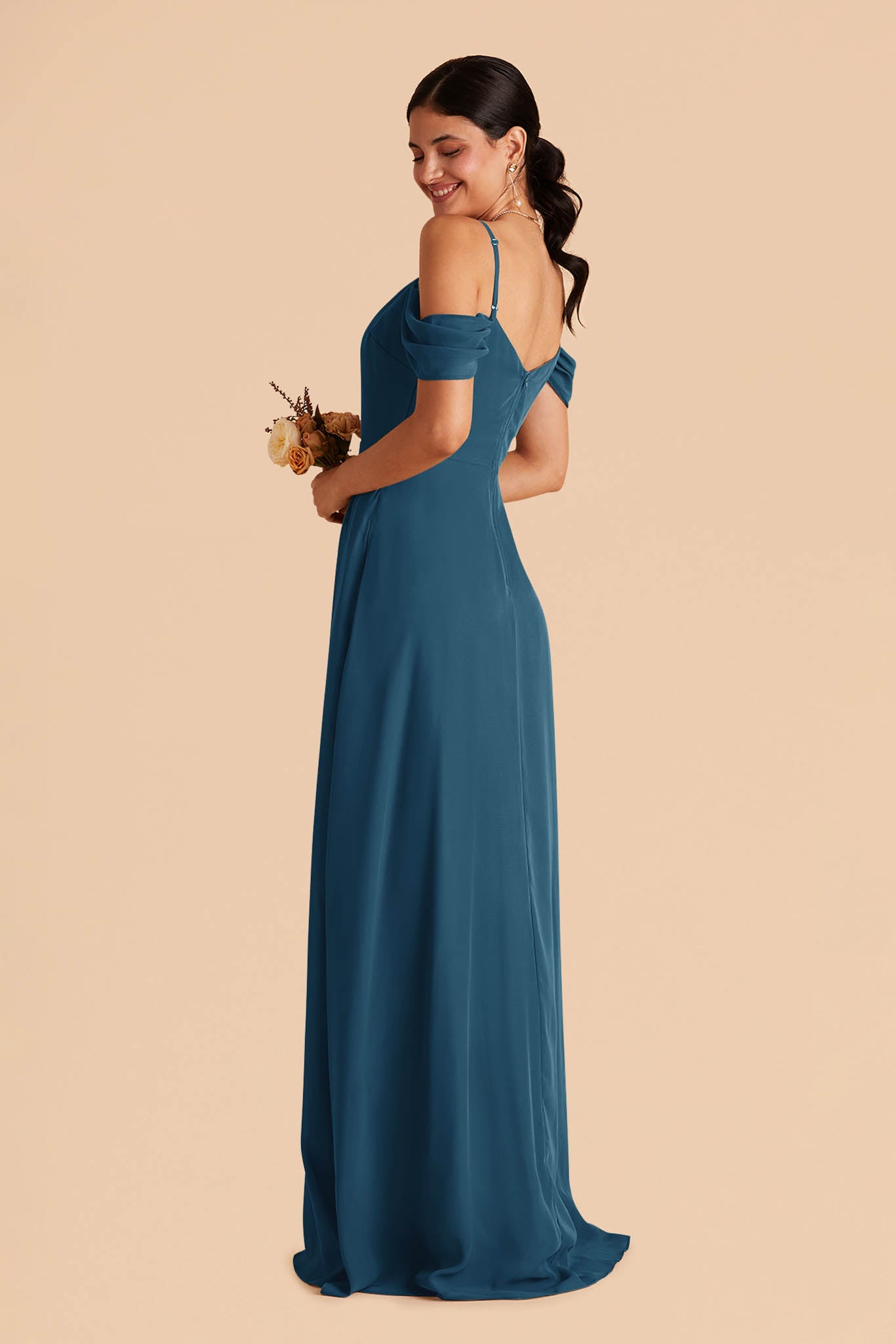 Convertible Bridesmaid Dress with Detachable Sleeves | Devin Dark Teal