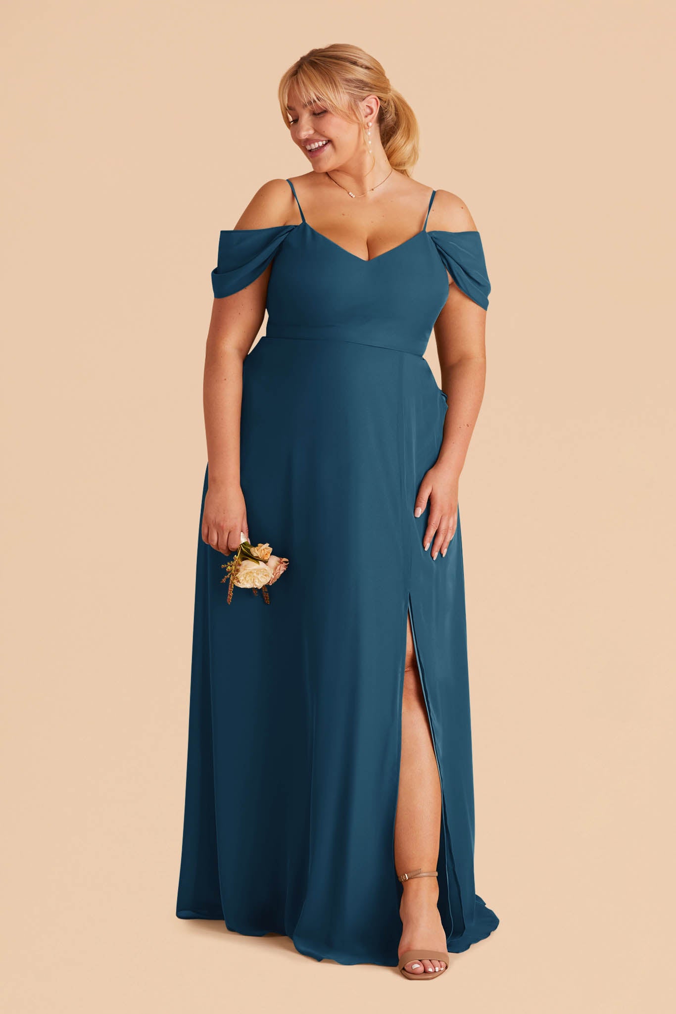 Convertible Bridesmaid Dress with Detachable Sleeves | Devin Dark Teal