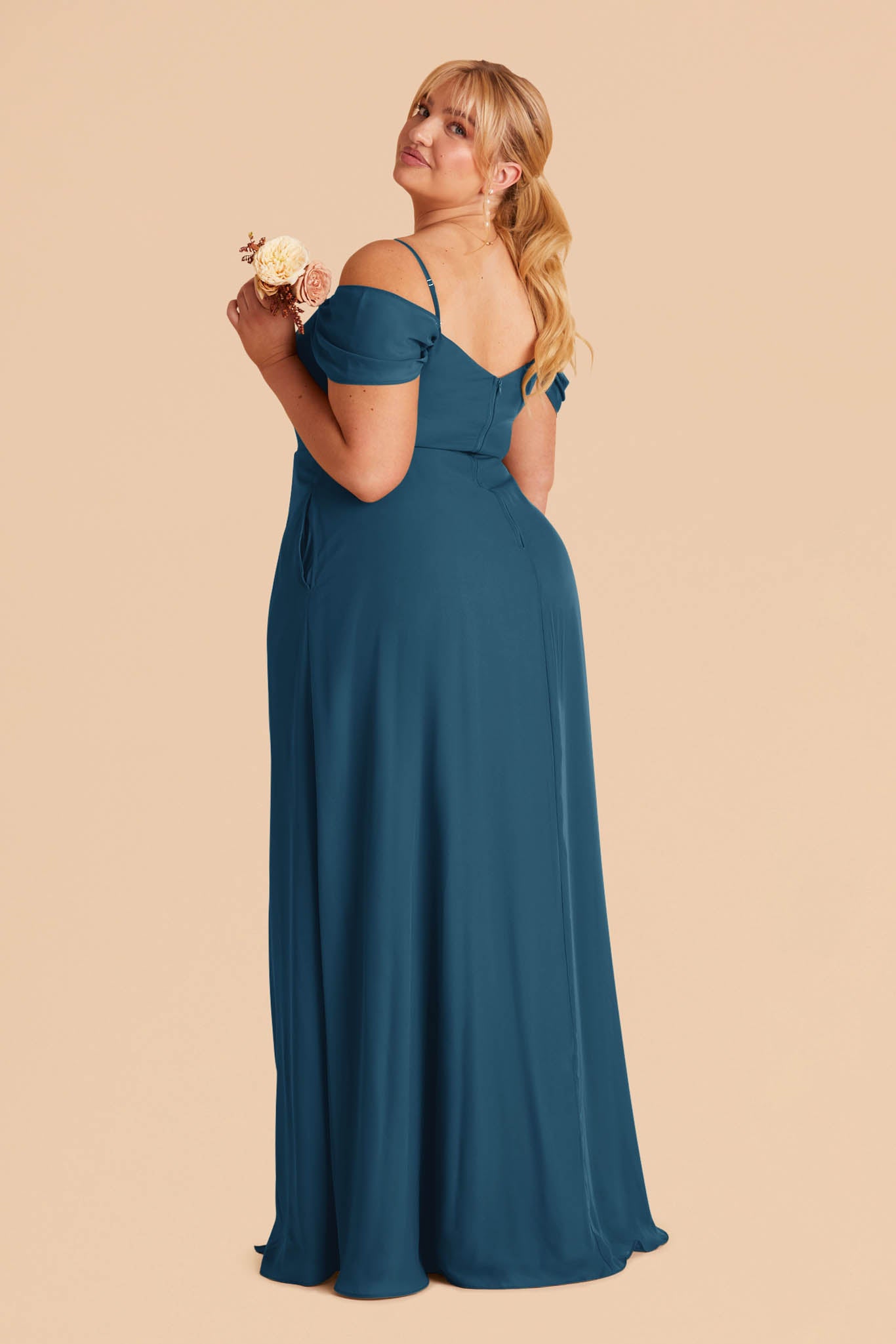 Convertible Bridesmaid Dress with Detachable Sleeves | Devin Dark Teal