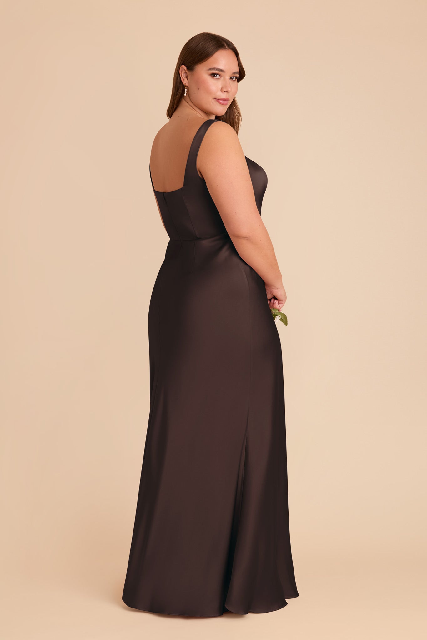 Convertible Satin Dress with Bows | Alex - Espresso