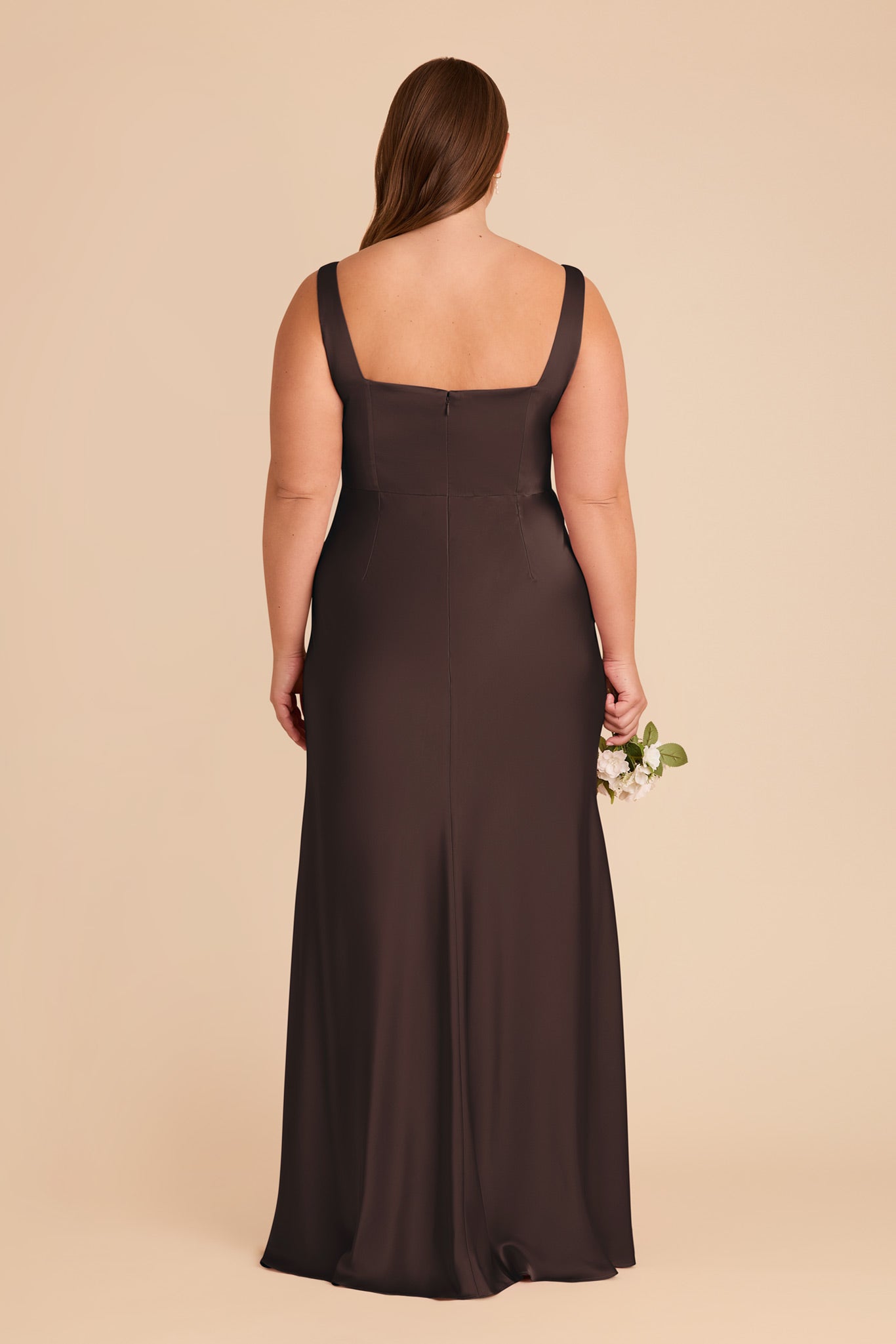 Convertible Satin Dress with Bows | Alex - Espresso