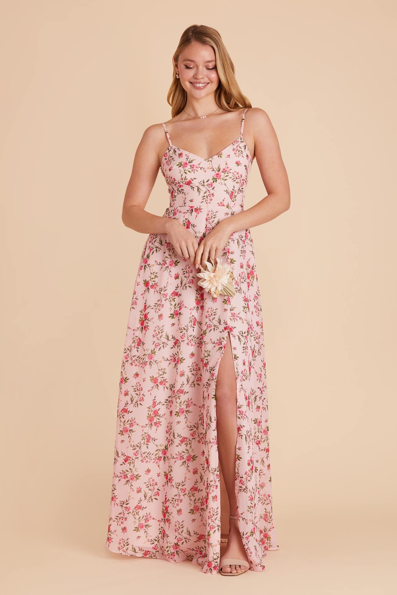Convertible Bridesmaid Dress with Slit & Detachable Sleeves | Wild Rose Garden