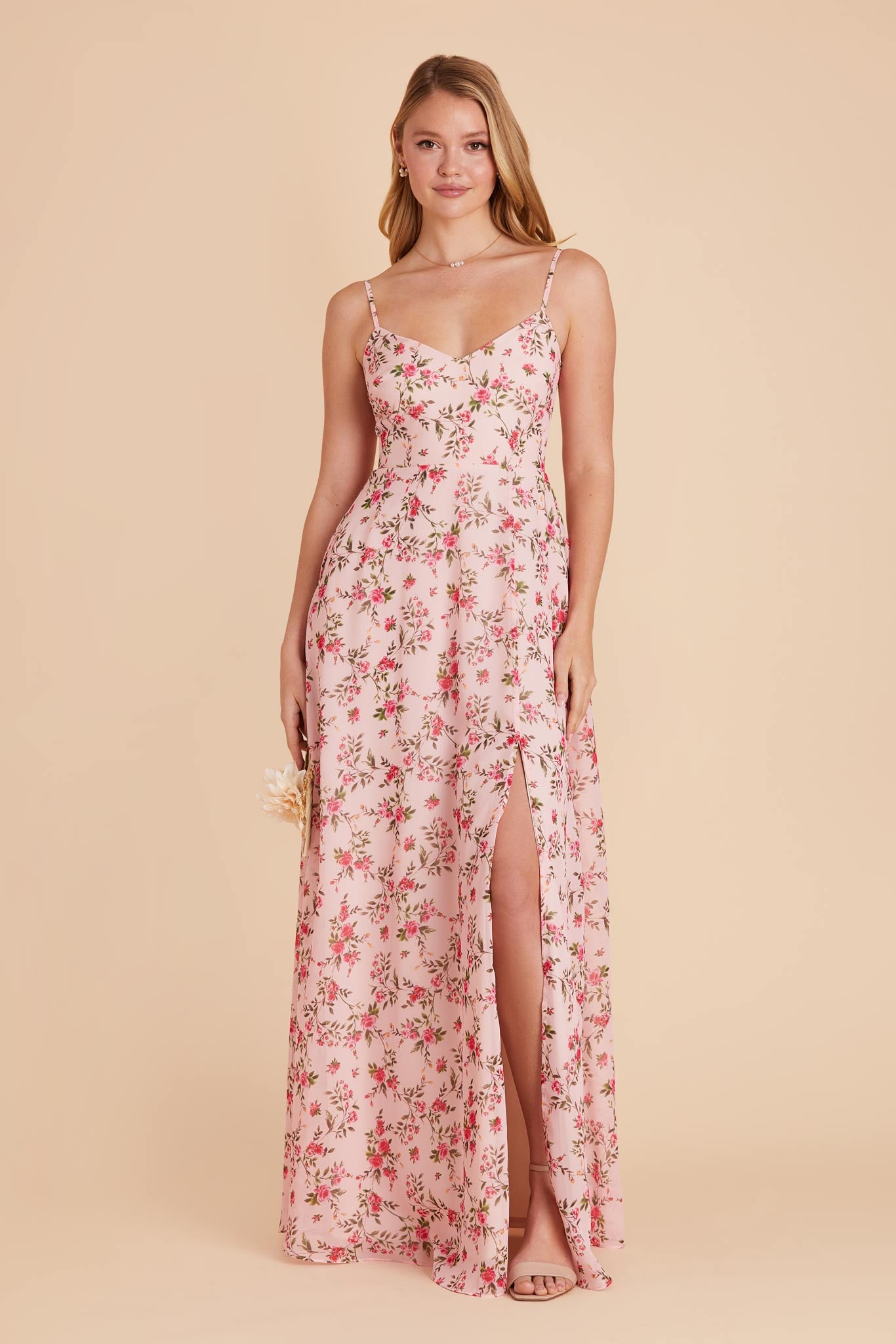 Convertible Bridesmaid Dress with Slit & Detachable Sleeves | Wild Rose Garden