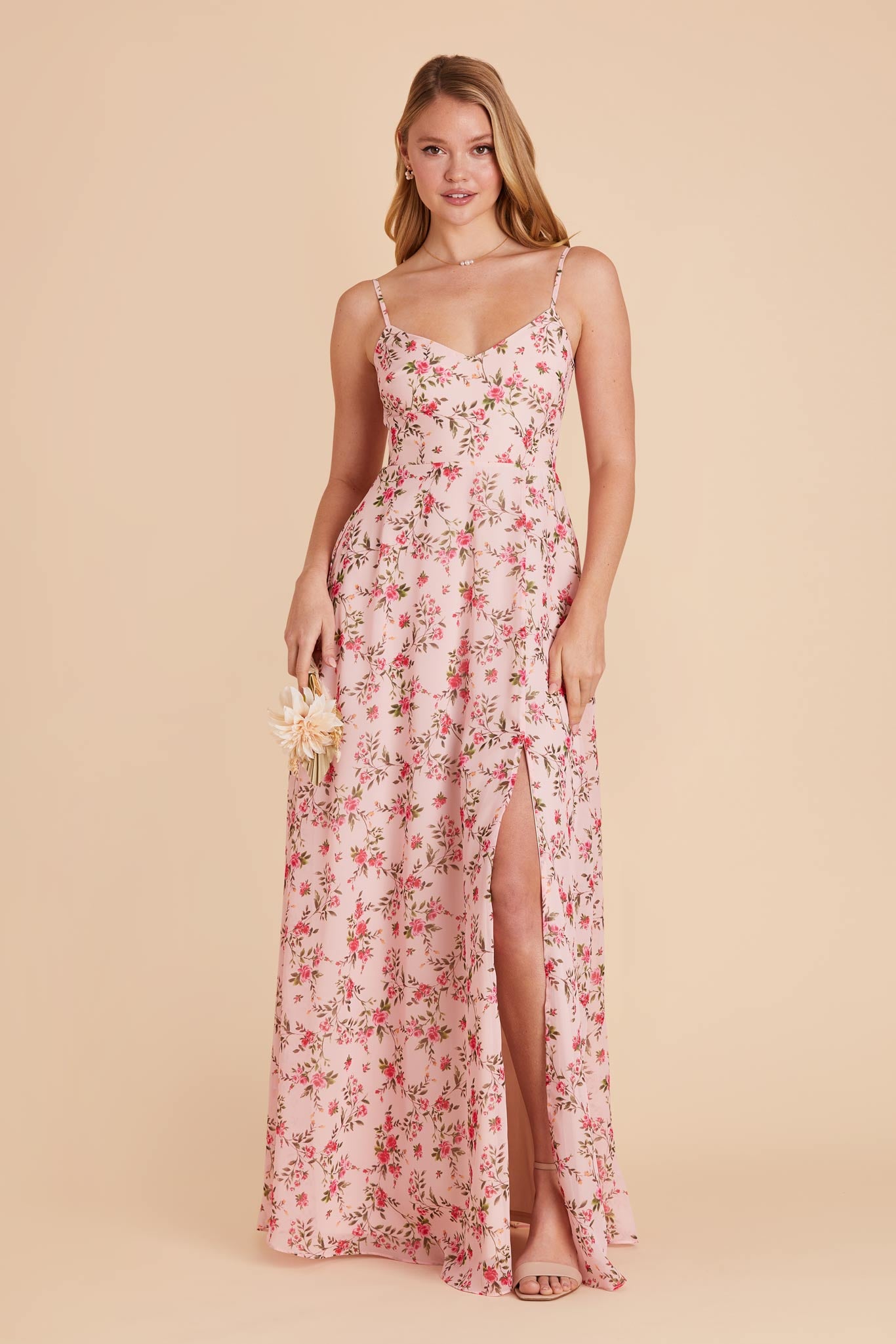 Convertible Bridesmaid Dress with Slit & Detachable Sleeves | Wild Rose Garden