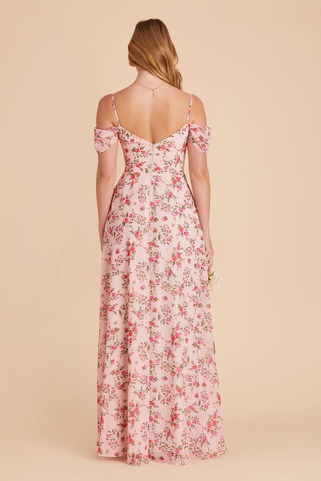 Convertible Bridesmaid Dress with Slit & Detachable Sleeves | Wild Rose Garden