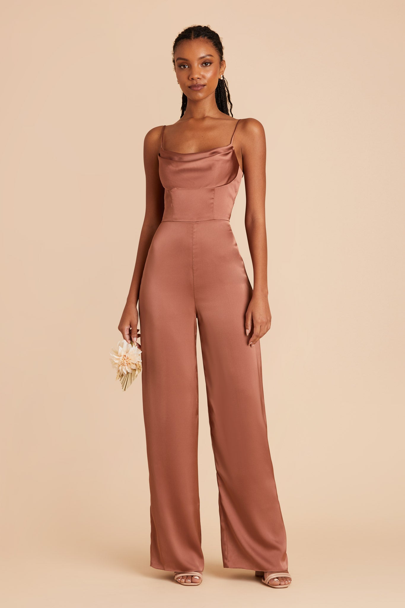 Matte Satin Bridesmaid Jumpsuit for Weddings | Desert Rose